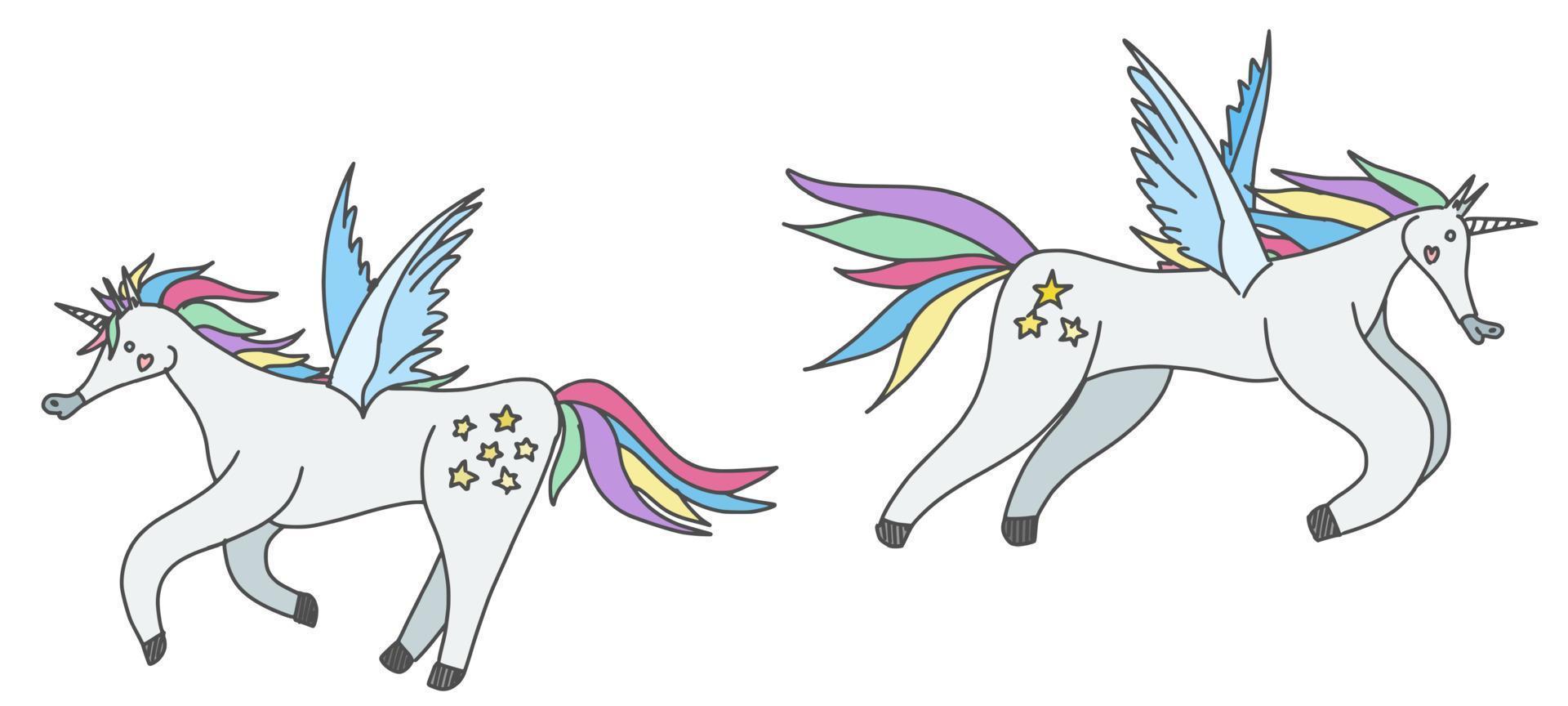 unicorns are fabulous animals with bright mane new vector