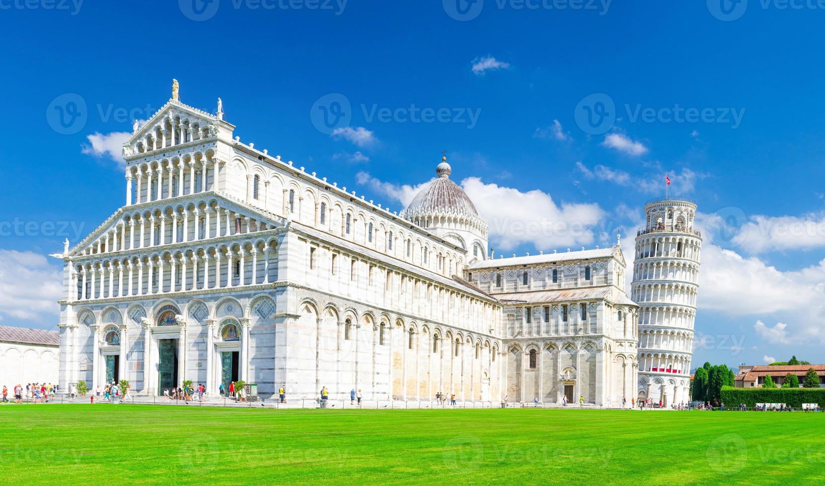 Pisa Cathedral Duomo Cattedrale and Leaning Tower Torre on Piazza del Miracoli square photo