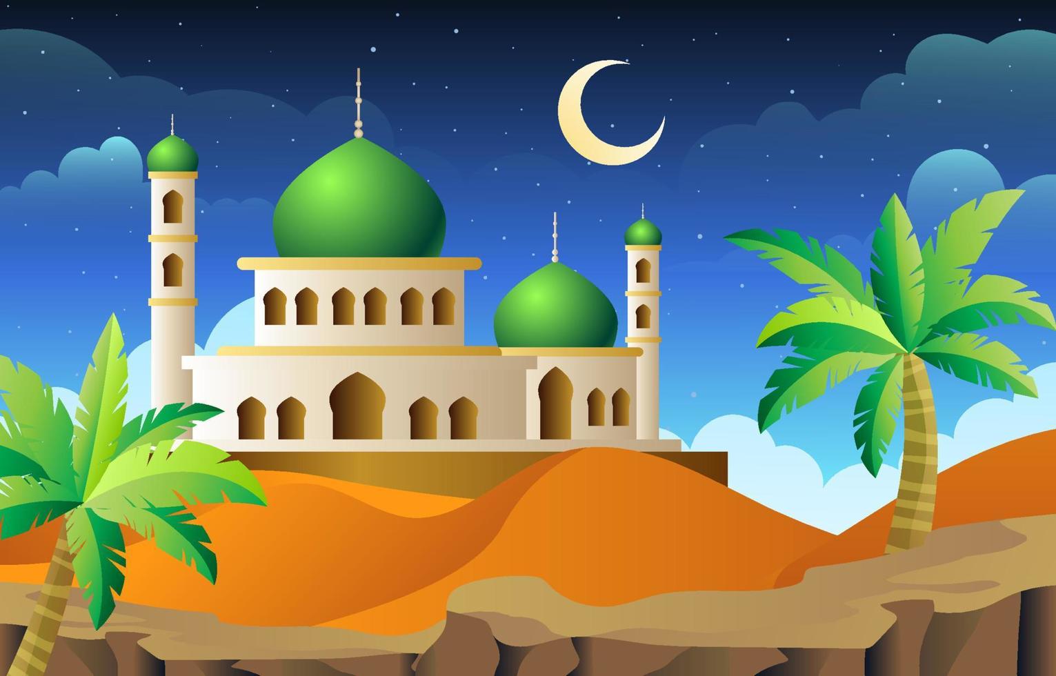 concepto de desierto y mezquita vector