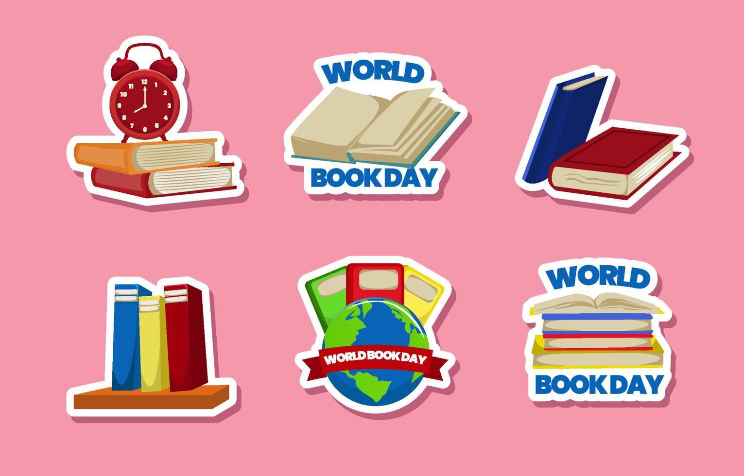 Cute Sticker Collection of World Book Day vector