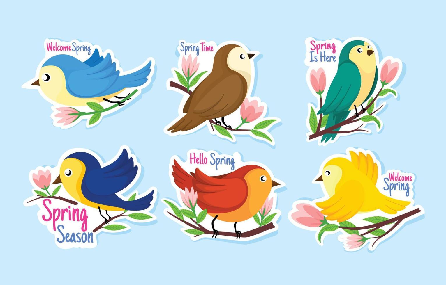 Premium Vector  Spring bird sticker set
