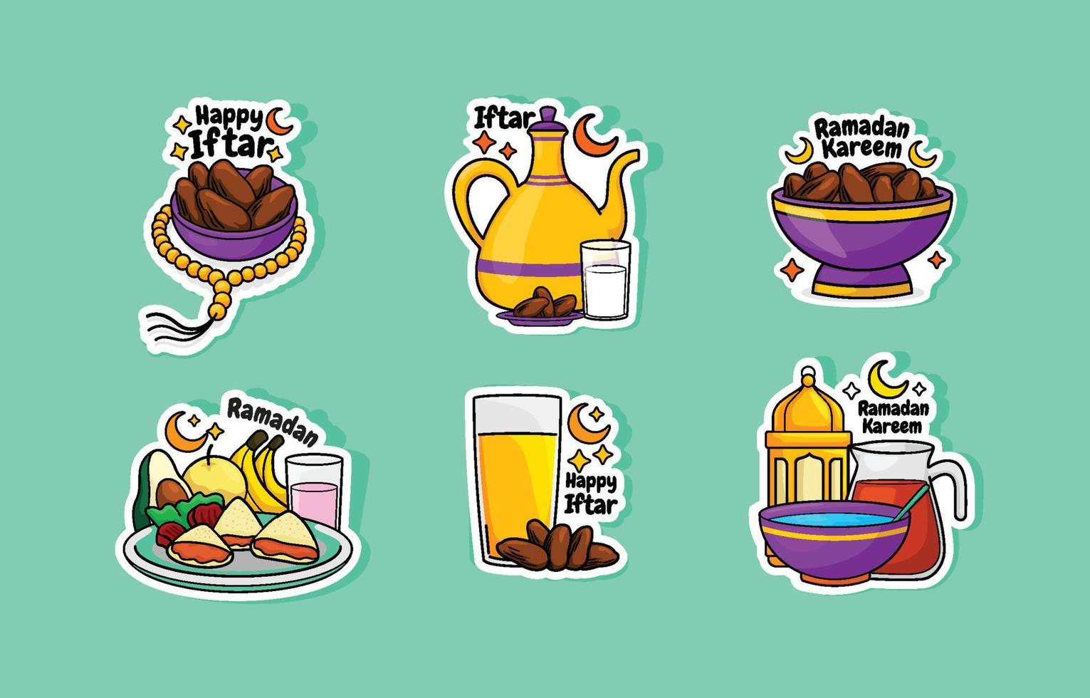 Iftar Fasting Food Sticker vector