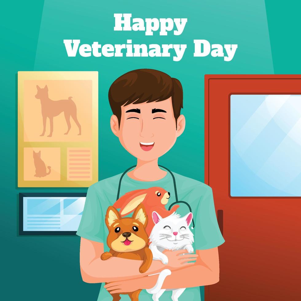 feliz dia del veterinario vector