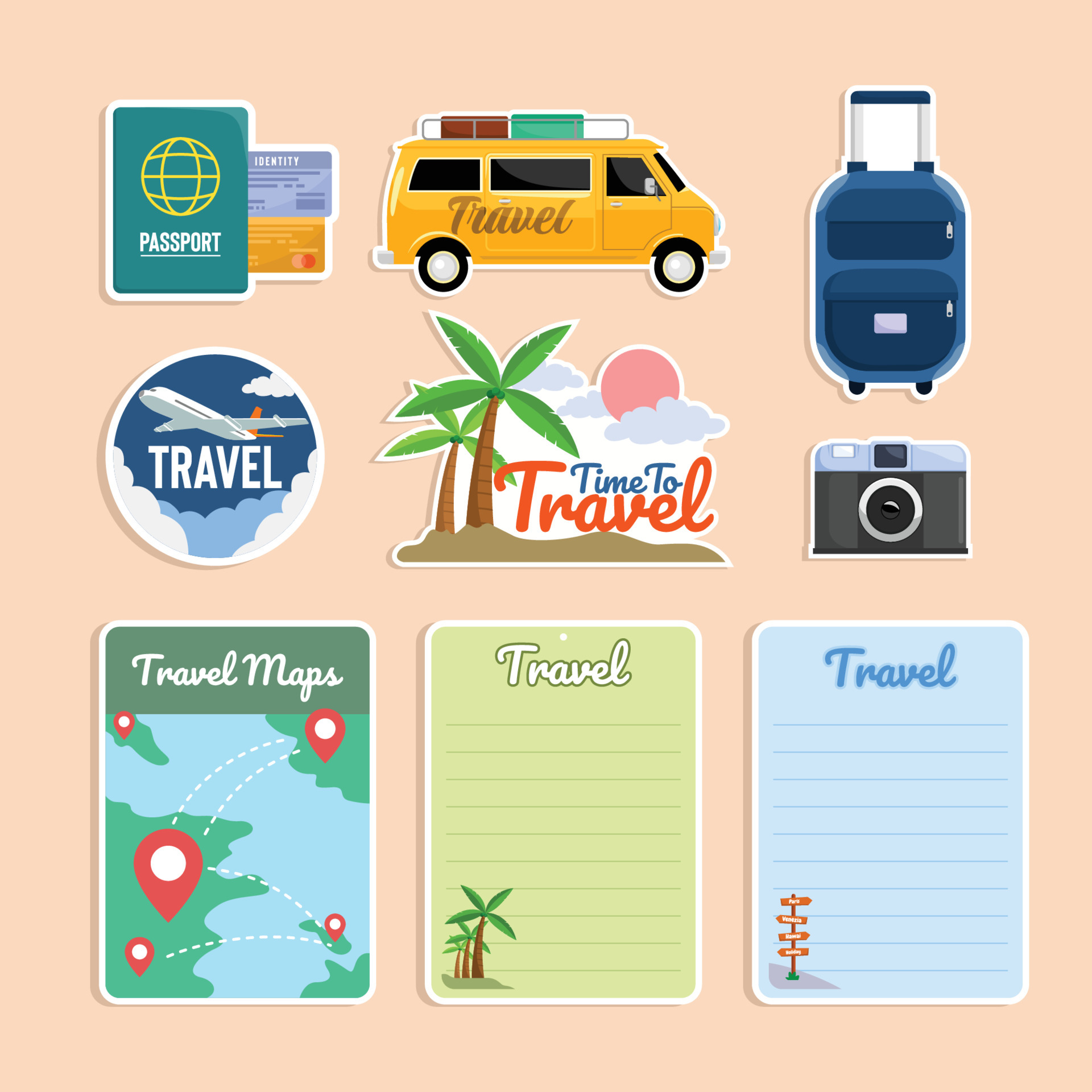 Travel Journal Sticker 6147901 Vector Art at Vecteezy
