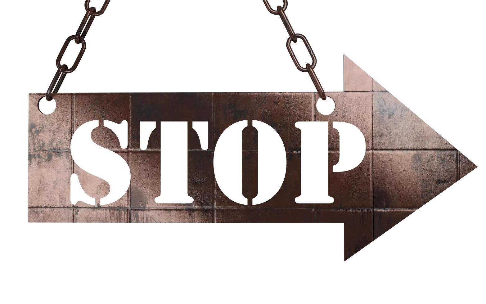 stop word on metal pointer photo