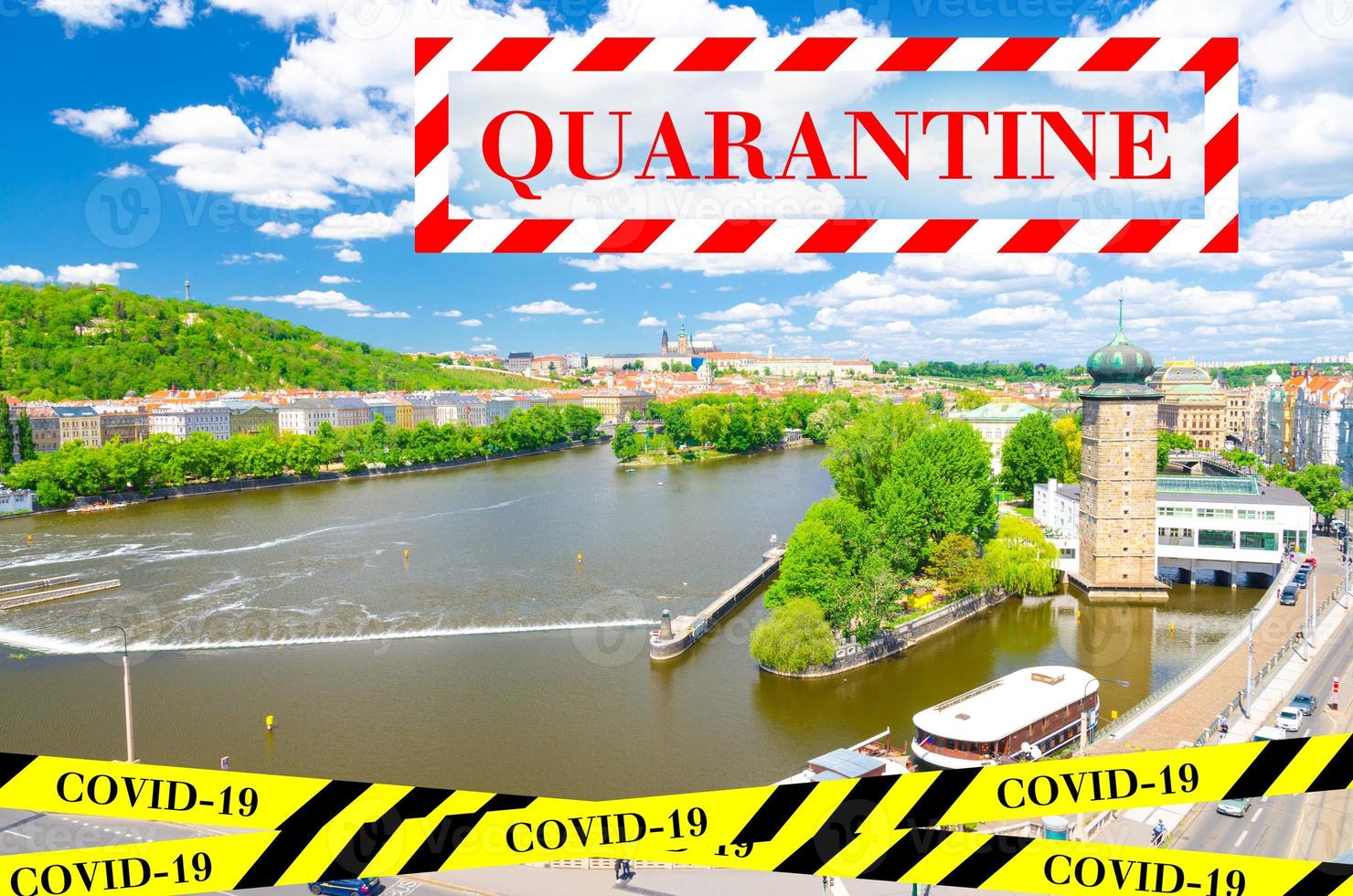 Quarantine in Czech Republic. No travel and lockdown concept. photo