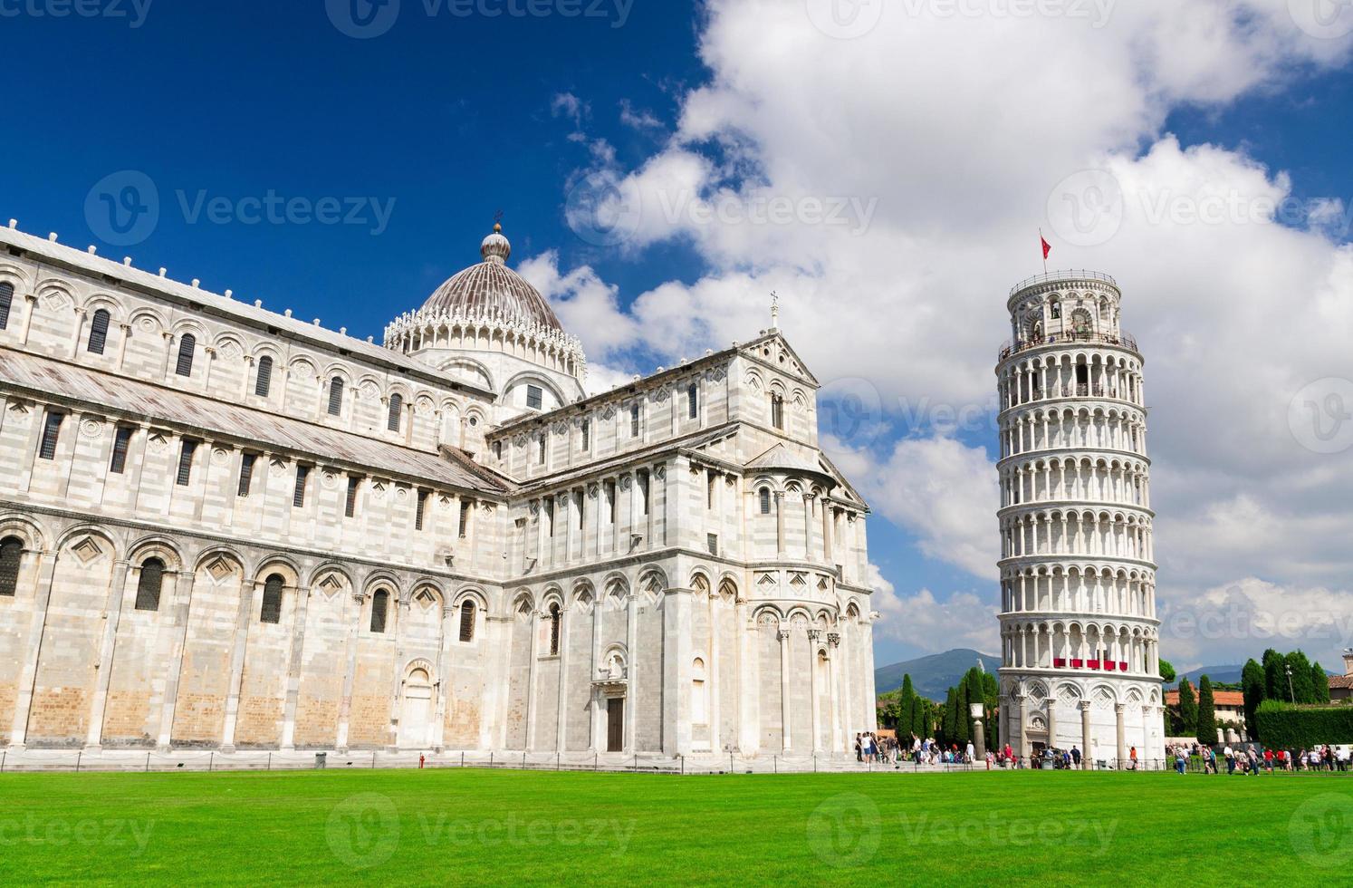 Pisa Cathedral Duomo Cattedrale and Leaning Tower Torre on Piazza del Miracoli square photo