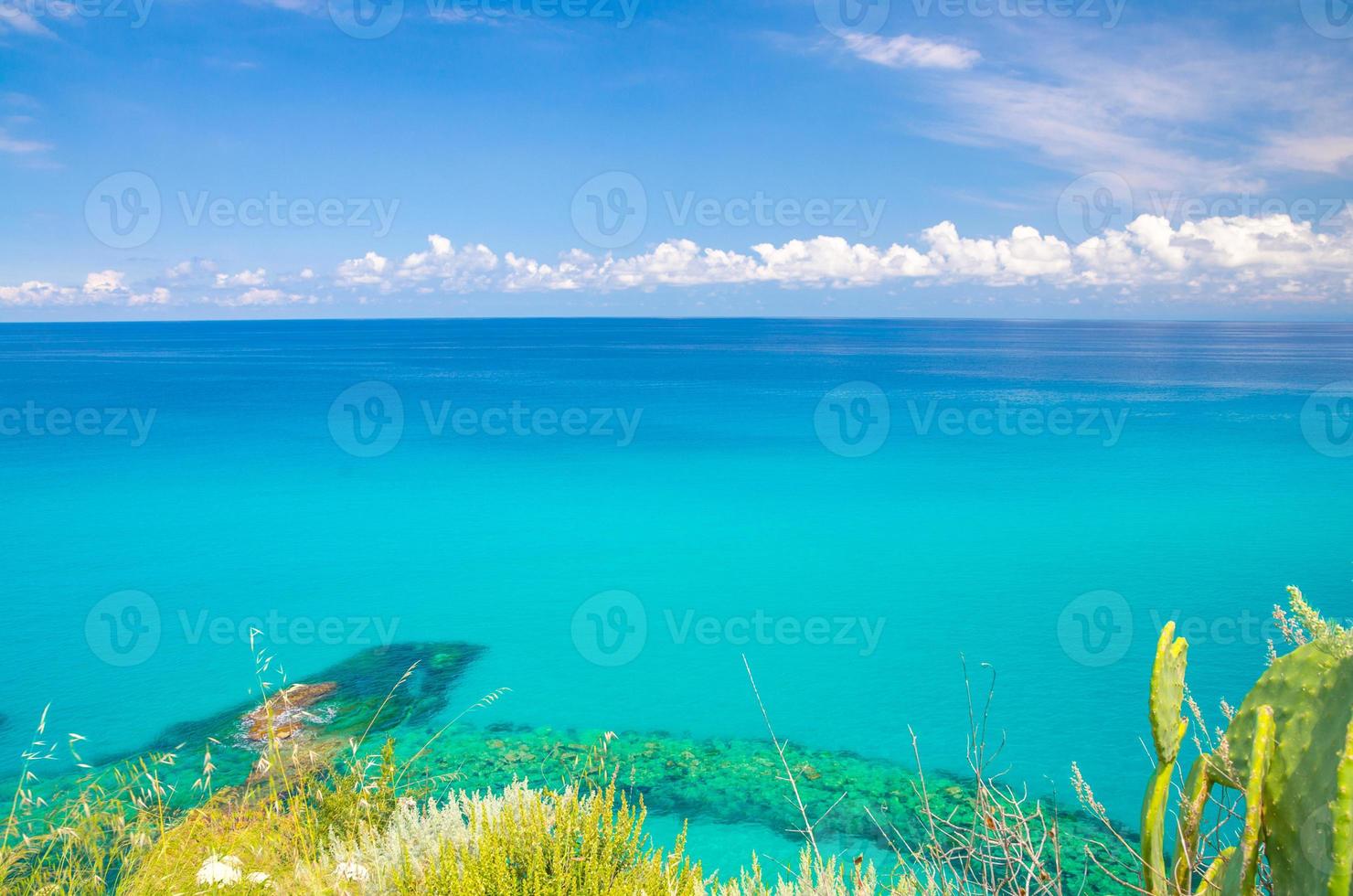 Aerial view of Tyrrhenian sea with turquoise water,Tropea, Italy photo