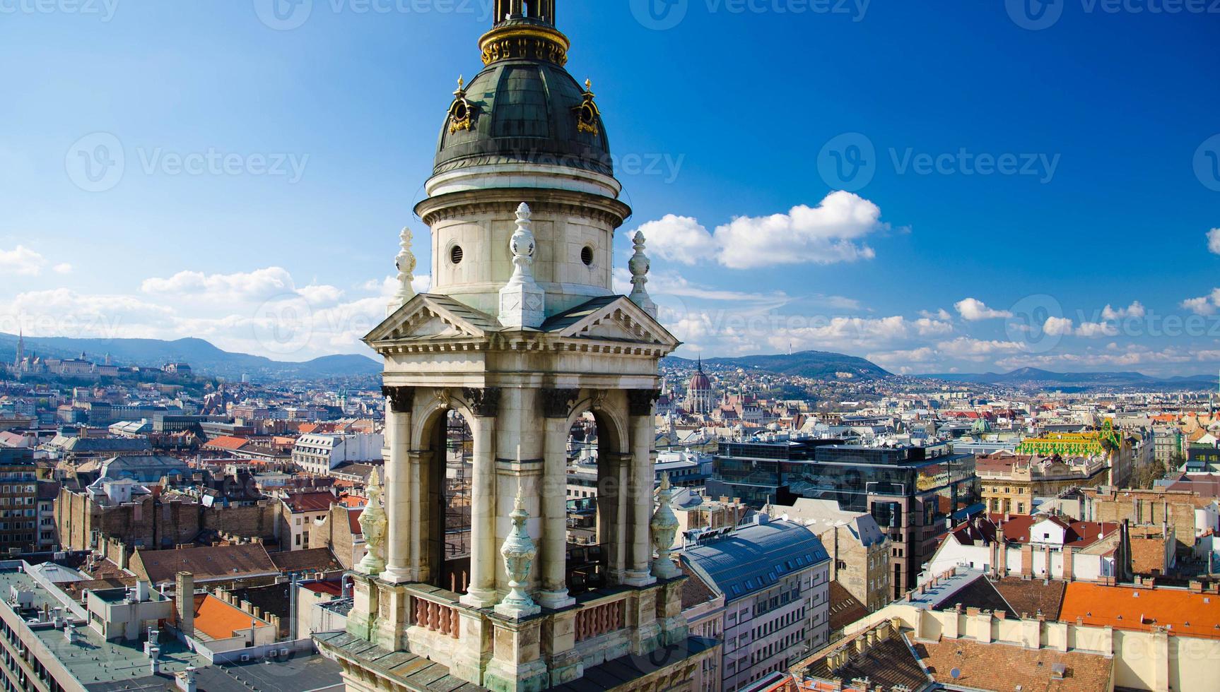 Panoramic view of Budapest from Saint Stephens Basilica, Hungary photo