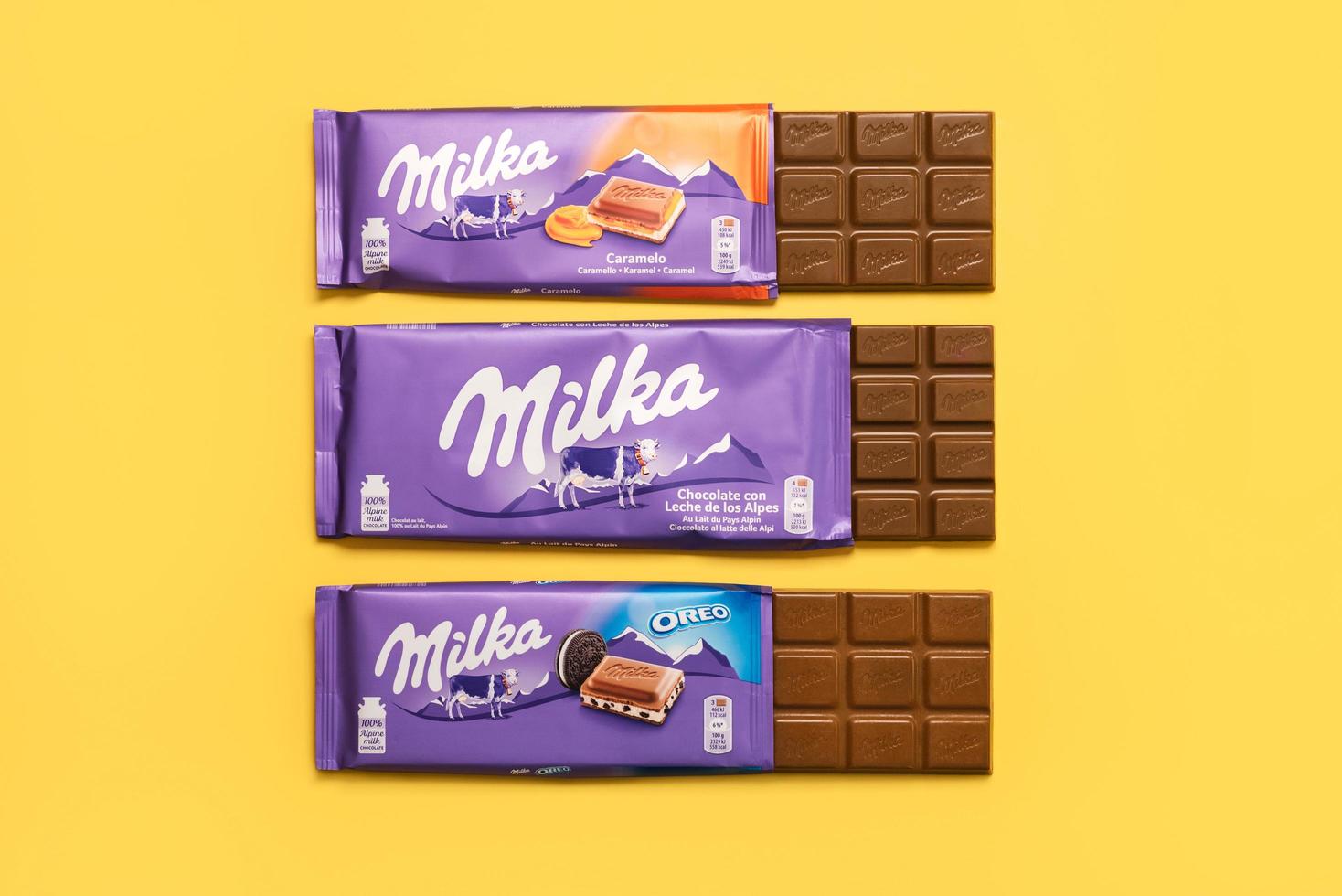 Milka different chocolate bars tablets photo
