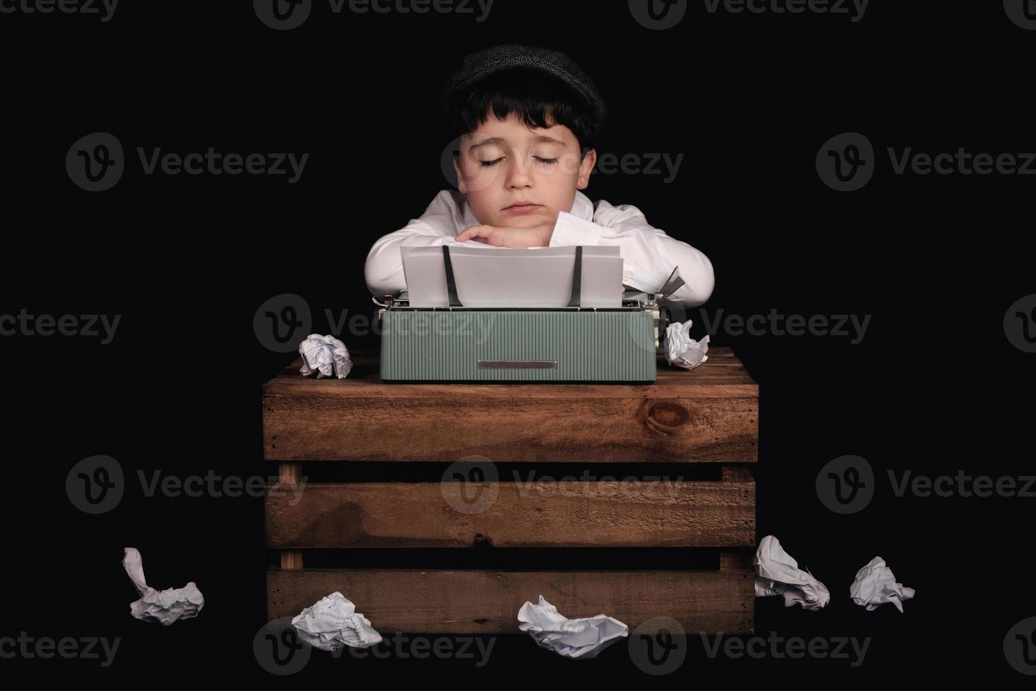 Boy with typewriter photo