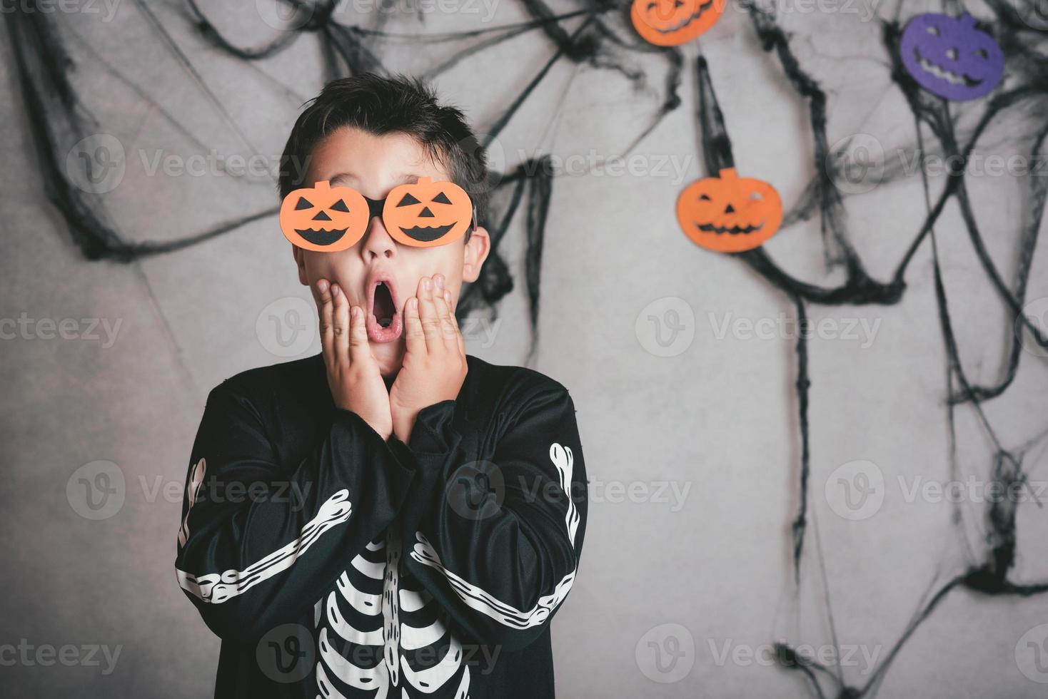Funny boy at halloween party photo