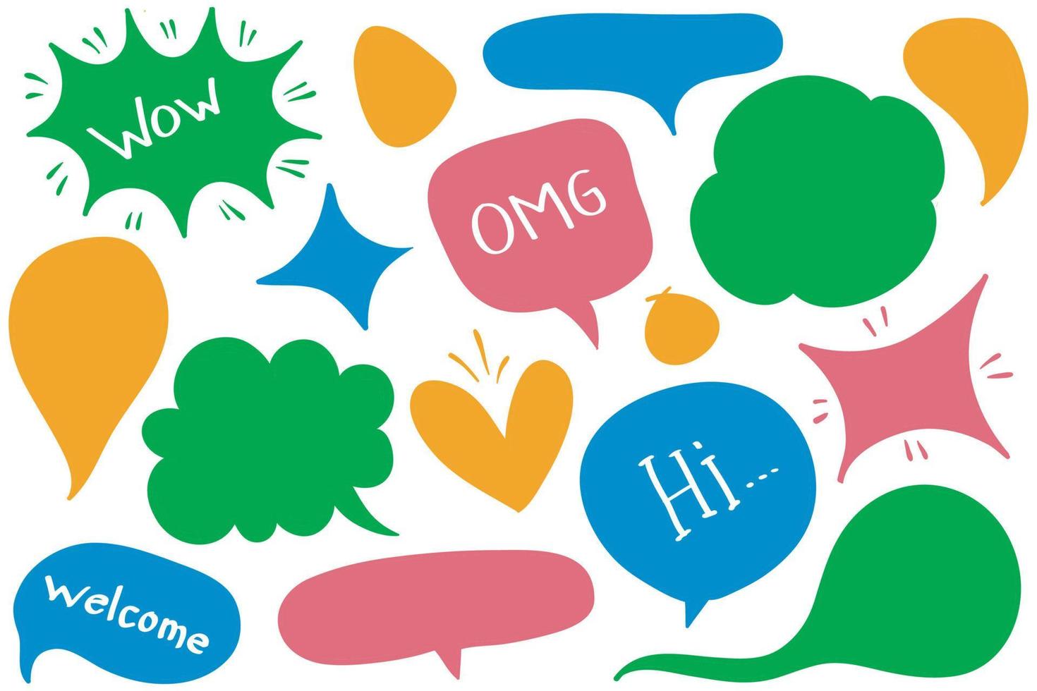 Speech Bubbles Hand Drawn Coloring Vector