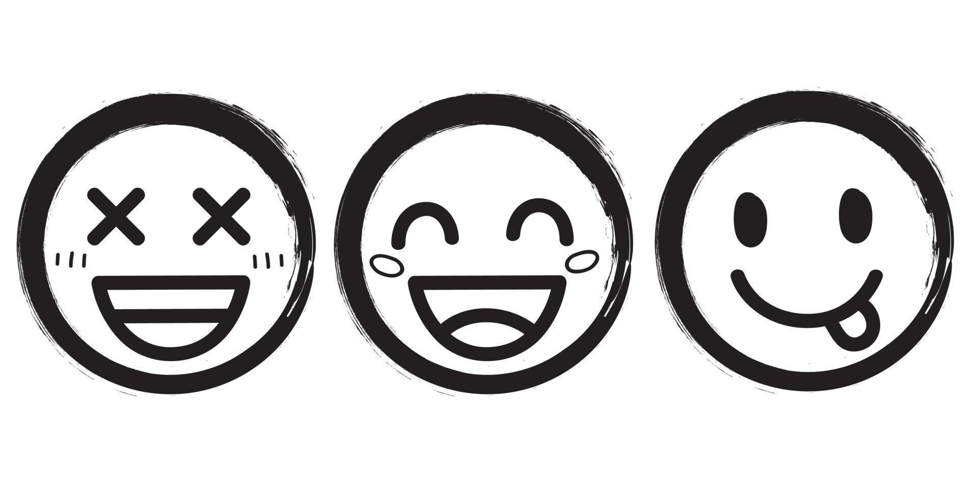 Sketch of hand drawn set of cartoon emoji. Vector illustration