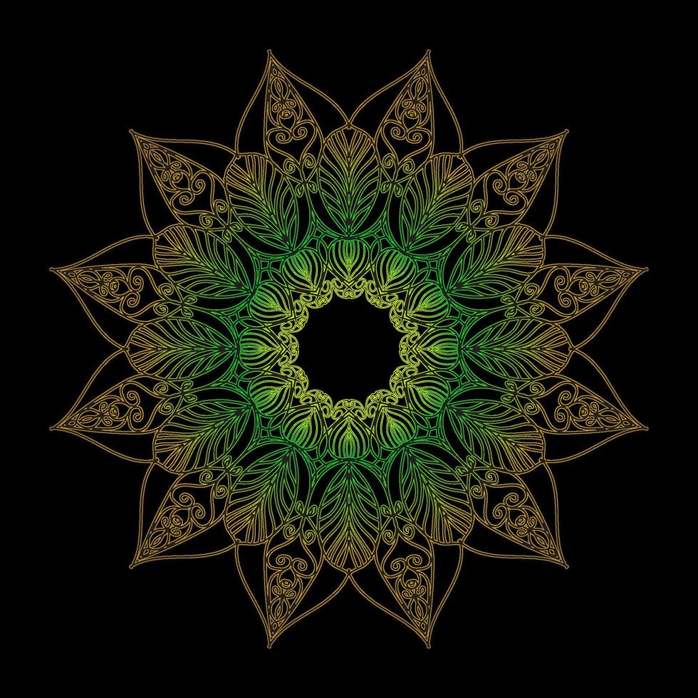 Black and Gold Mandala flower vector