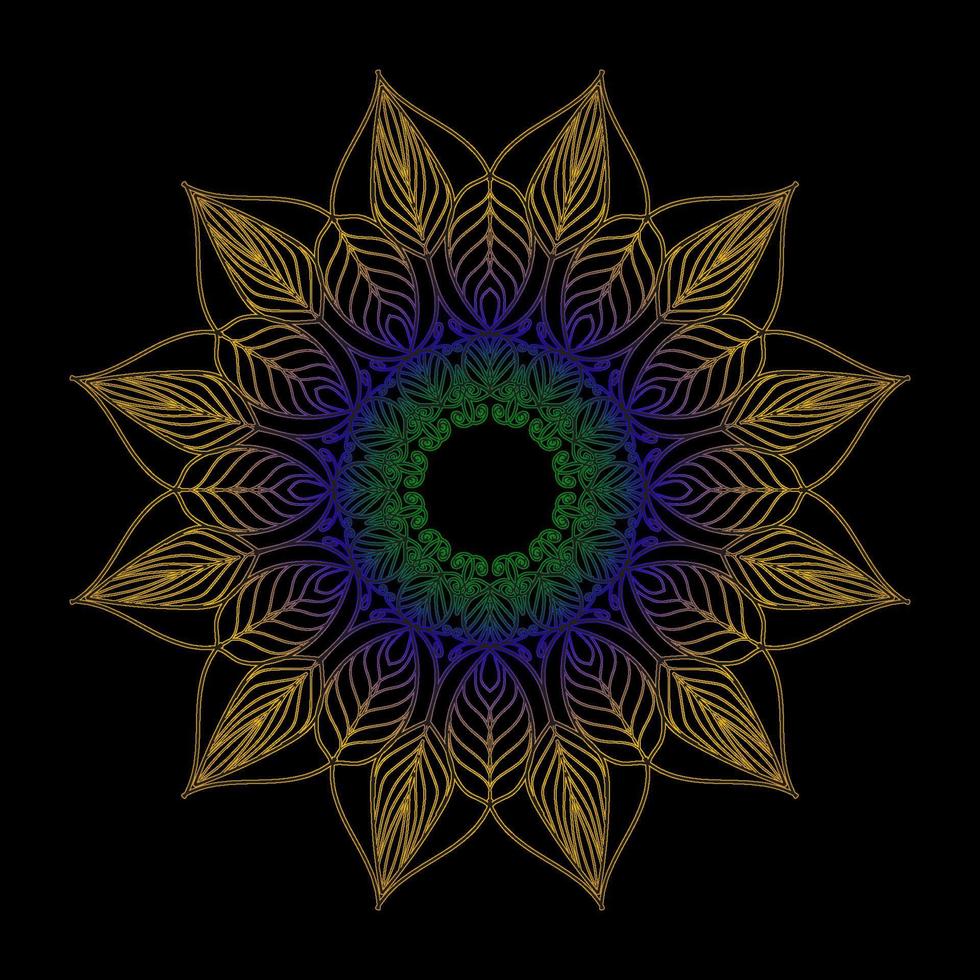 Black and Gold Mandala flower vector