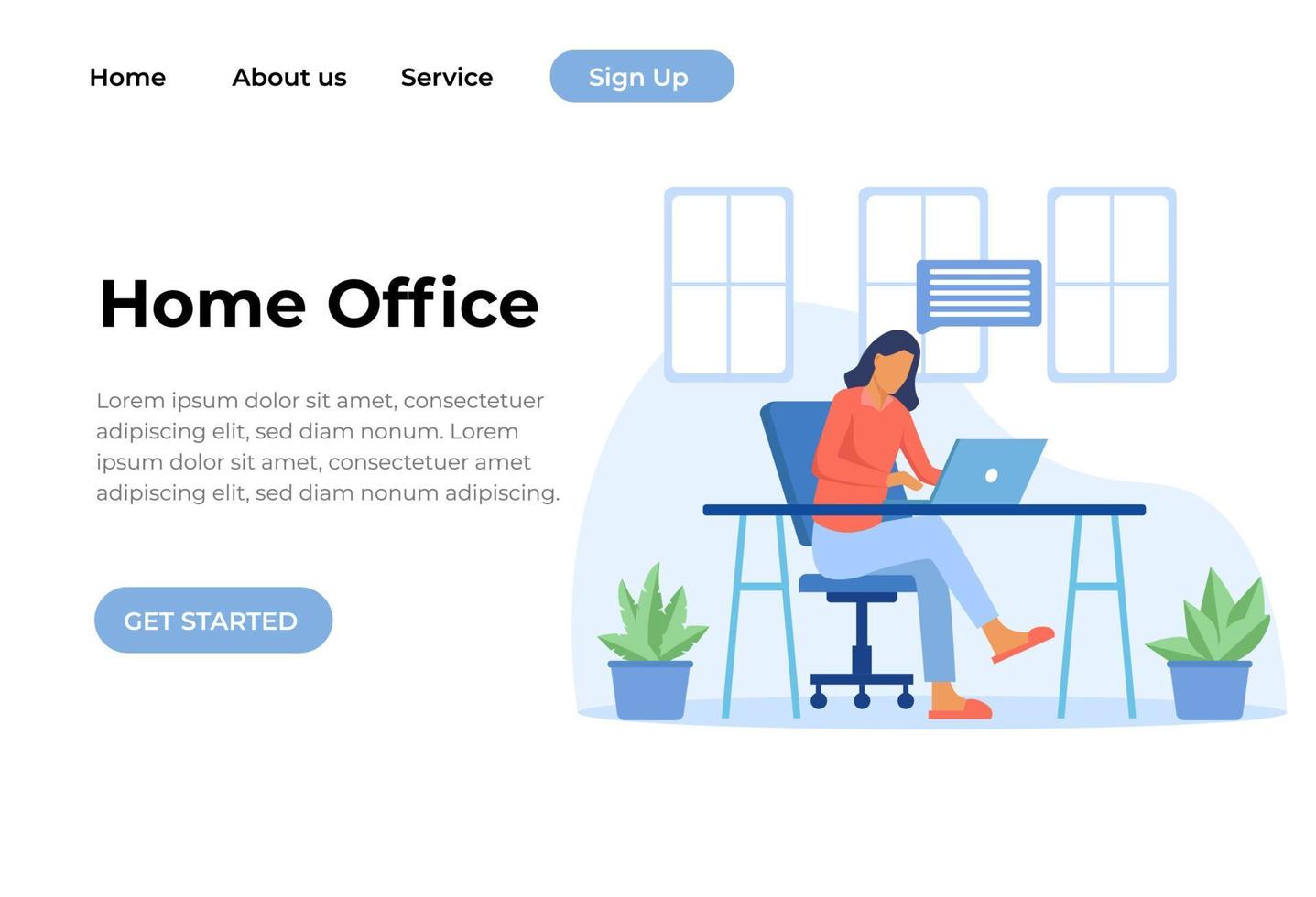 Unique Modern flat design concept of Home Office for website and mobile website. Landing page template. Easy to edit and customize. Vector illustration