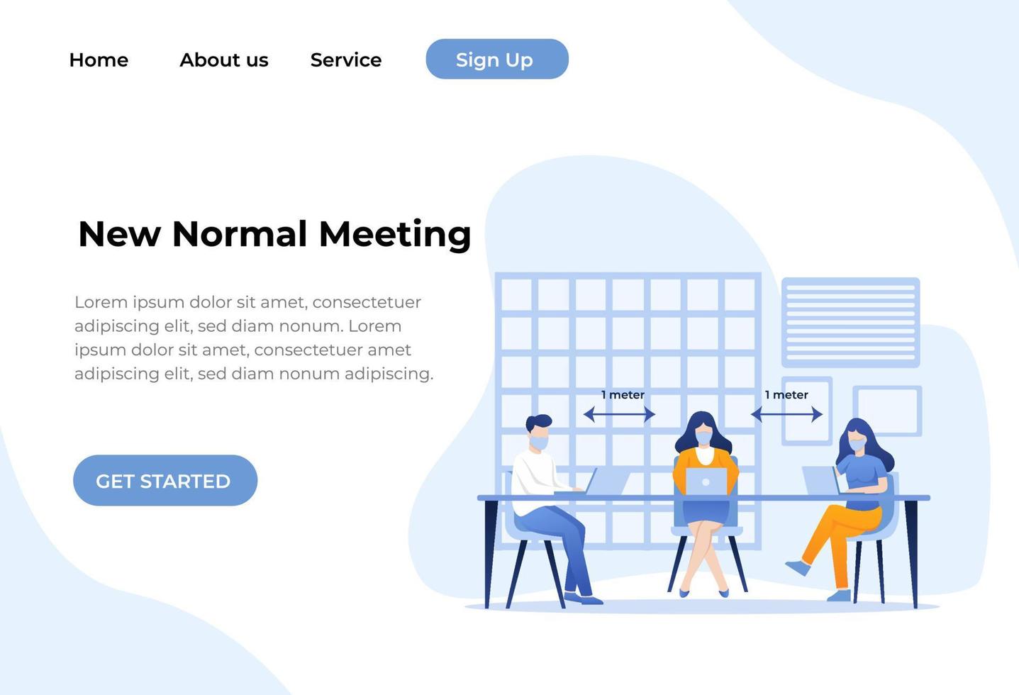 Unique Modern flat design concept of New Normal Working for website and mobile website. Landing page template. Easy to edit and customize. Vector illustration