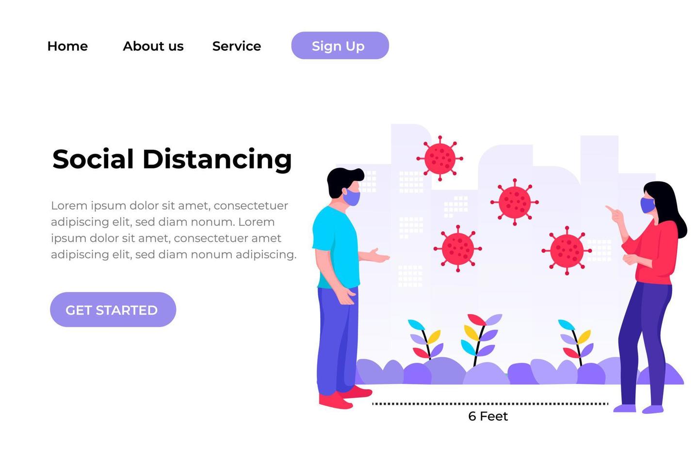 Social Distancing illustration for website and mobile website. Landing page template. Easy to edit and customize. Vector illustration