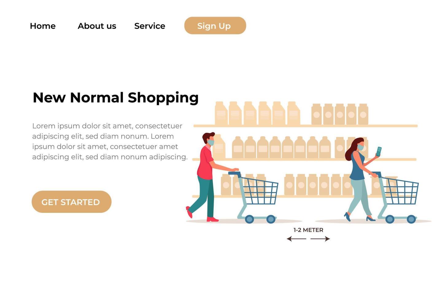Unique Modern flat design concept of New Normal Shopping for website and mobile website. Landing page template. Easy to edit and customize. Vector illustration