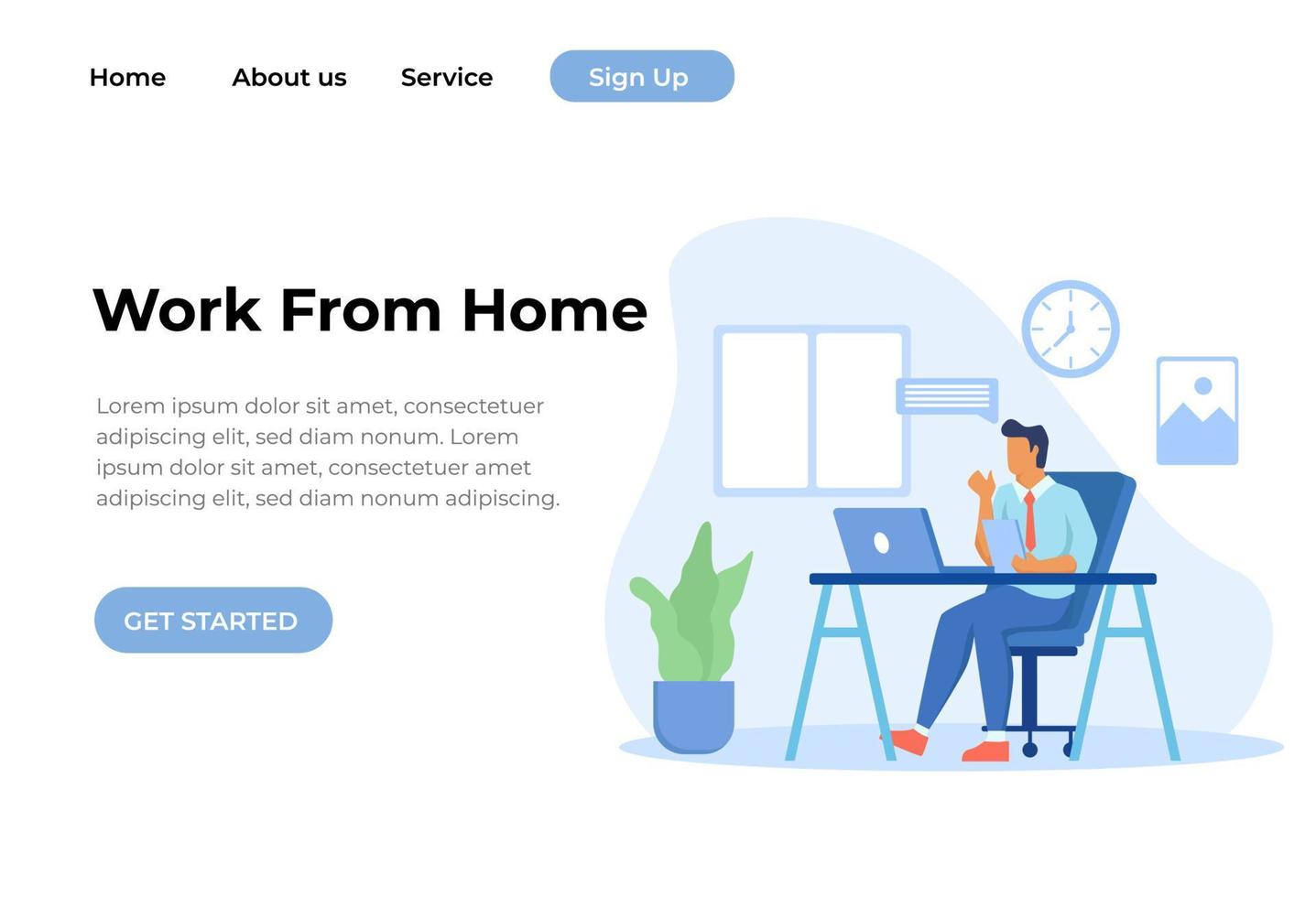 Unique Modern flat design concept of Work From Home for website and mobile website. Landing page template. Easy to edit and customize. Vector illustration