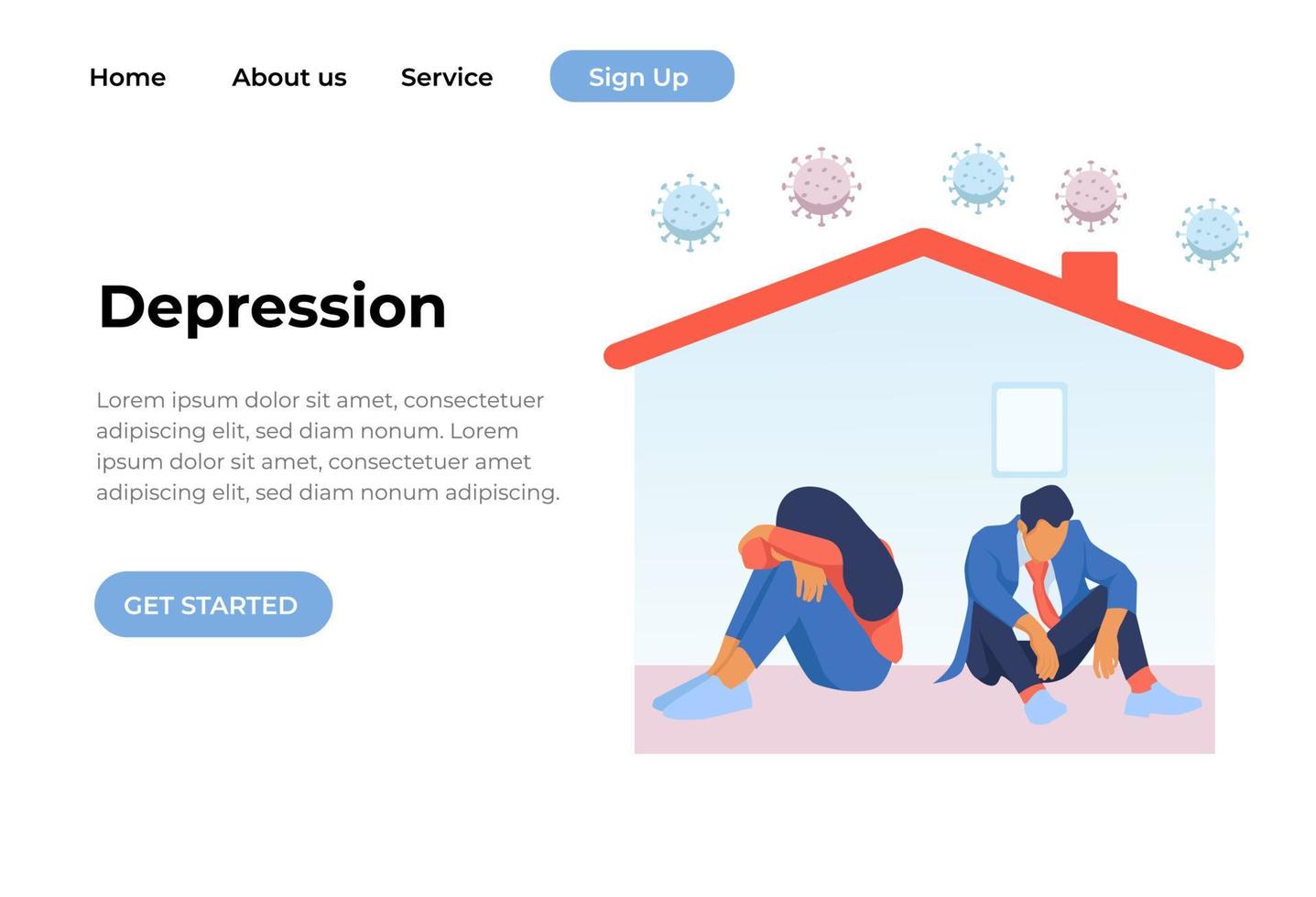 Unique Modern flat design concept of Depression of Covid-19 for website and mobile website. Landing page template. Easy to edit and customize. Vector illustration