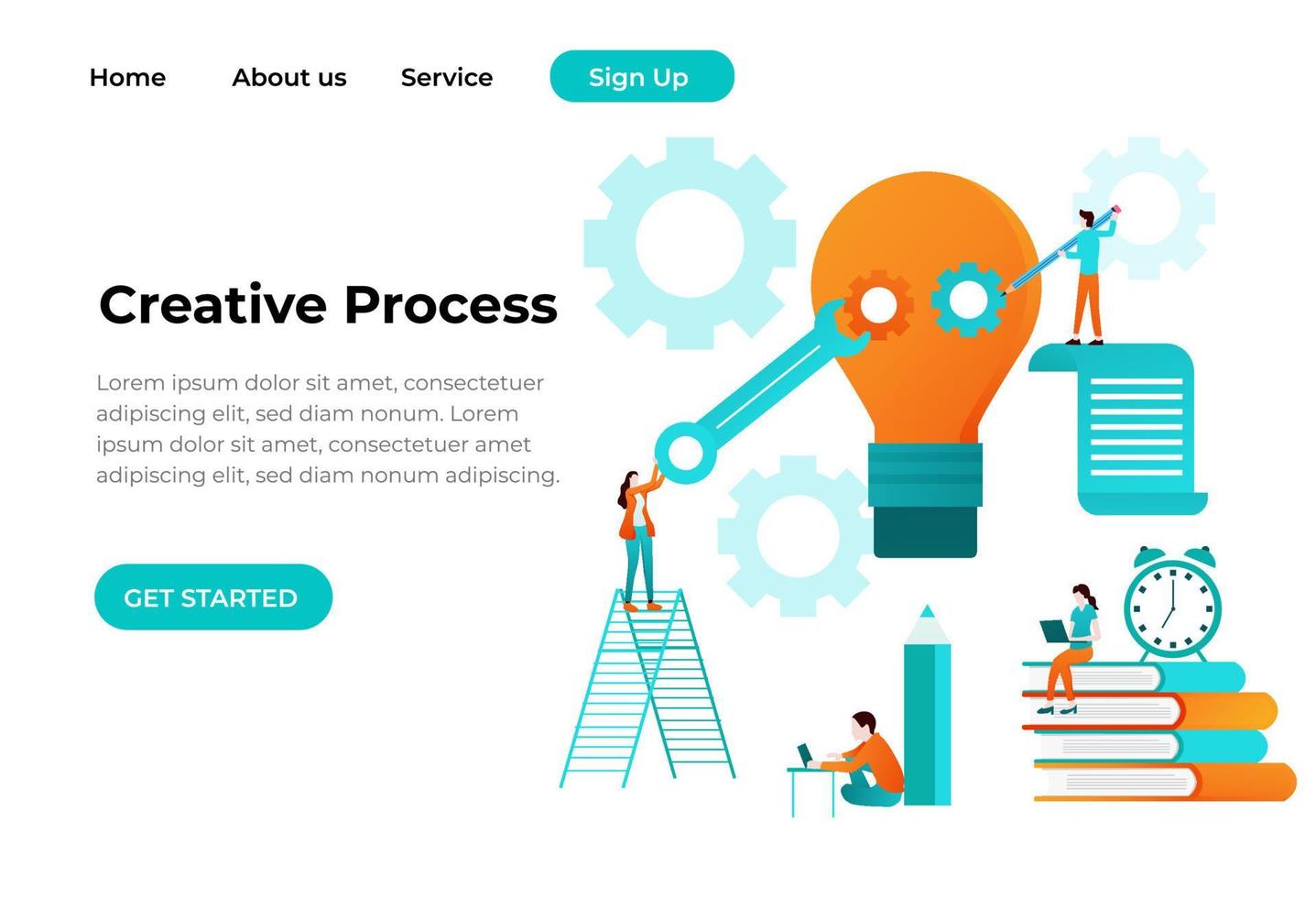 Unique Modern flat design concept of Creative Process for website and mobile website. Landing page template. Easy to edit and customize. Vector illustration
