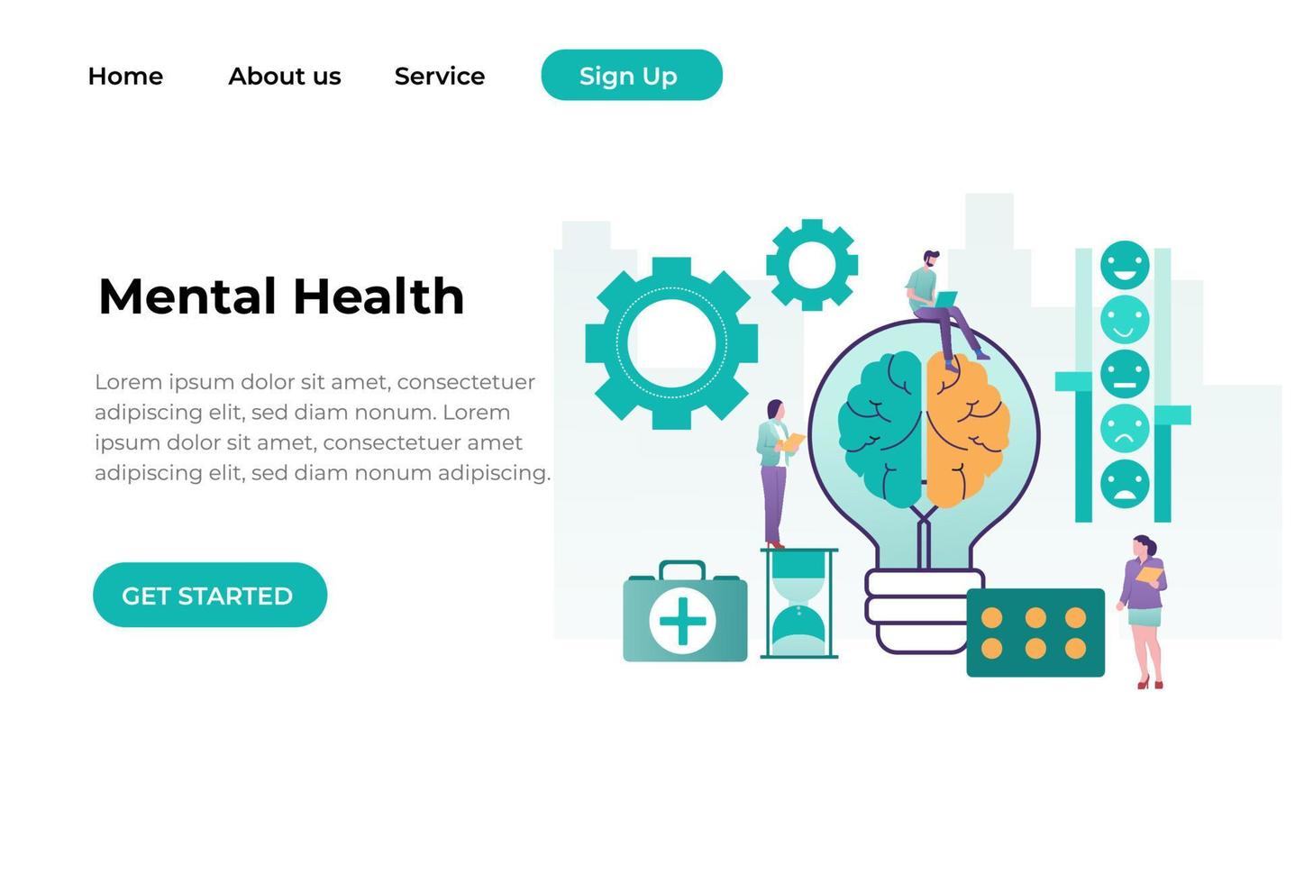 Unique Modern flat design concept of Mental Health for website and mobile website. Landing page template. Easy to edit and customize. Vector illustration