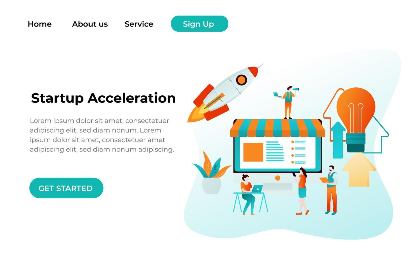 concepto único de diseño plano moderno de aceleración de inicio para sitio web y sitio web móvil. plantilla de página de destino. fácil de editar y personalizar. ilustración vectorial vector