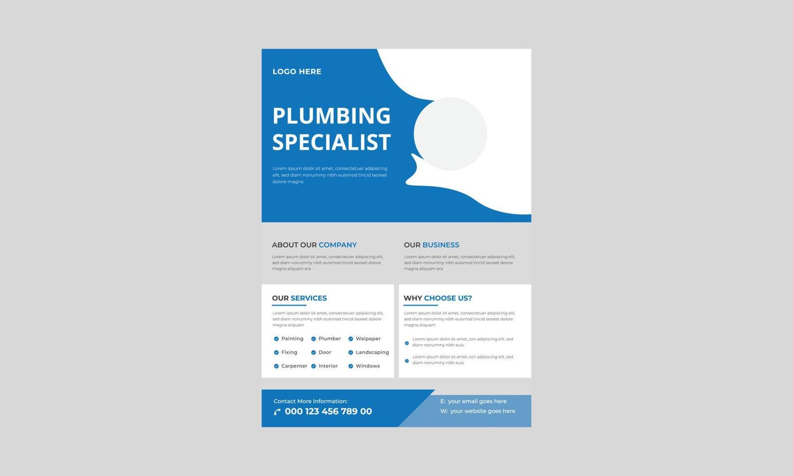 Need A Plumbing Services, Plumber Service Flyer Template, Handyman, plumber flyer design for company, Plumbing service flyer poster design. vector