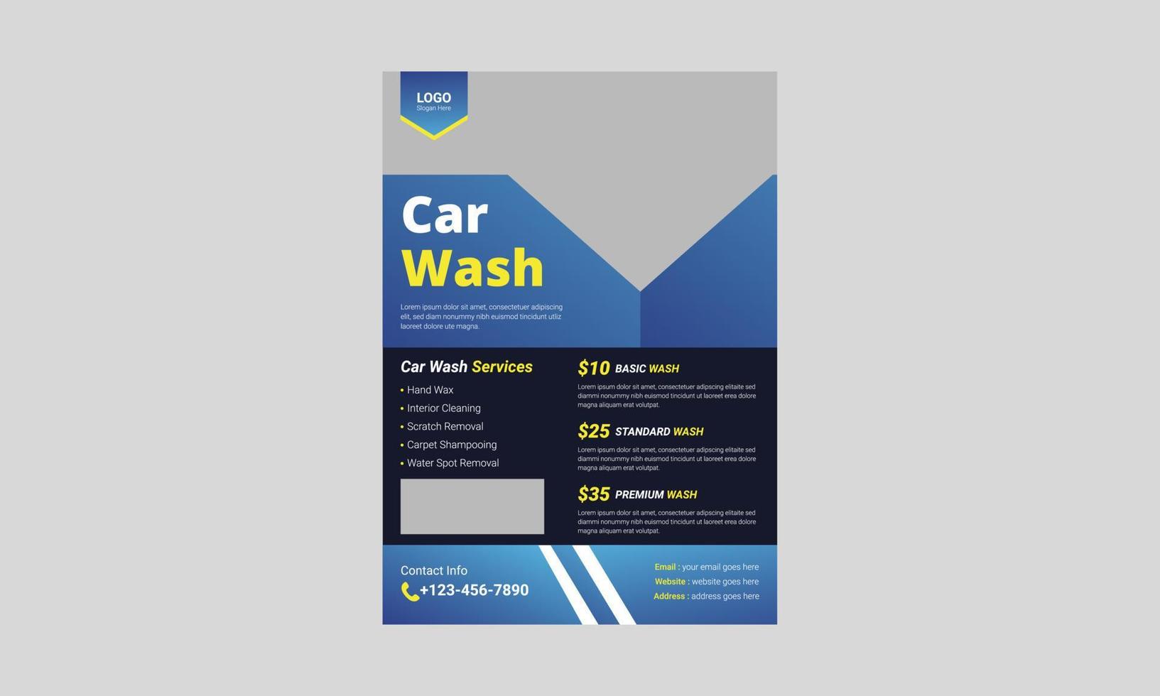 Car Wash flyer template design. Cleaning service poster leaflet design. A4 Car Wash and Cleaning Service flyer, cover, brochure design, printing vector template