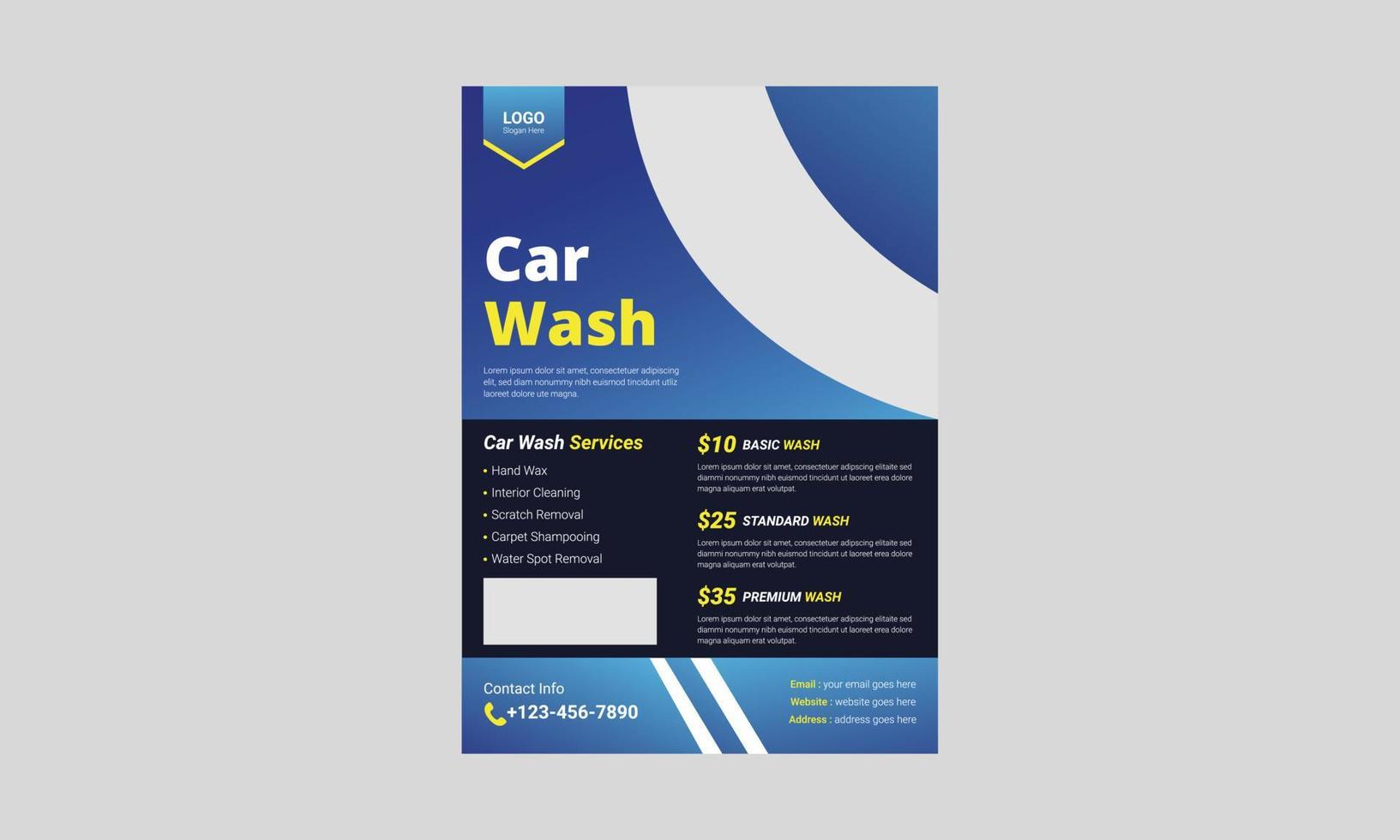 Car Wash flyer template design. Cleaning service poster leaflet design. A4 Car Wash and Cleaning Service flyer, cover, brochure design, printing vector template