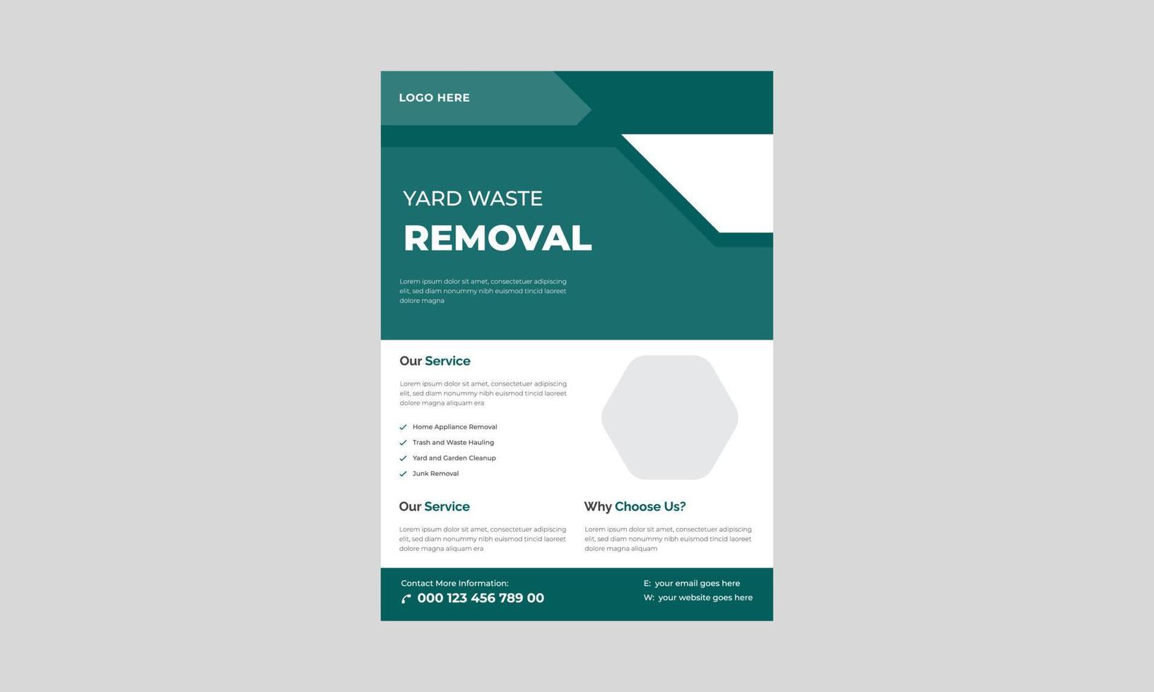 Junk Removal Flyer Template, Yard junk waste removal flyer poster leaflet design, Waste removal poster leaflet template. vector