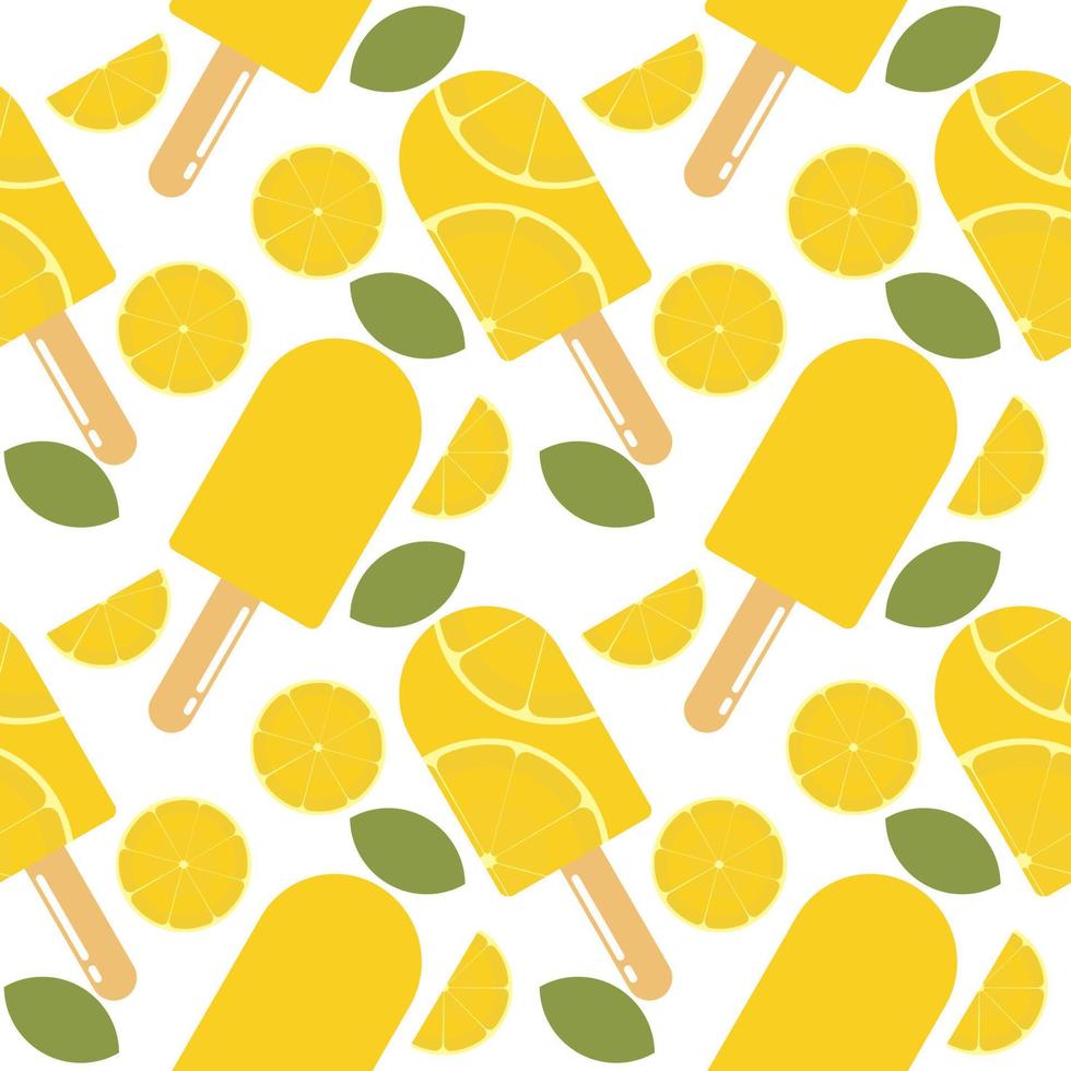 lemon ice cream seamless pattern vector