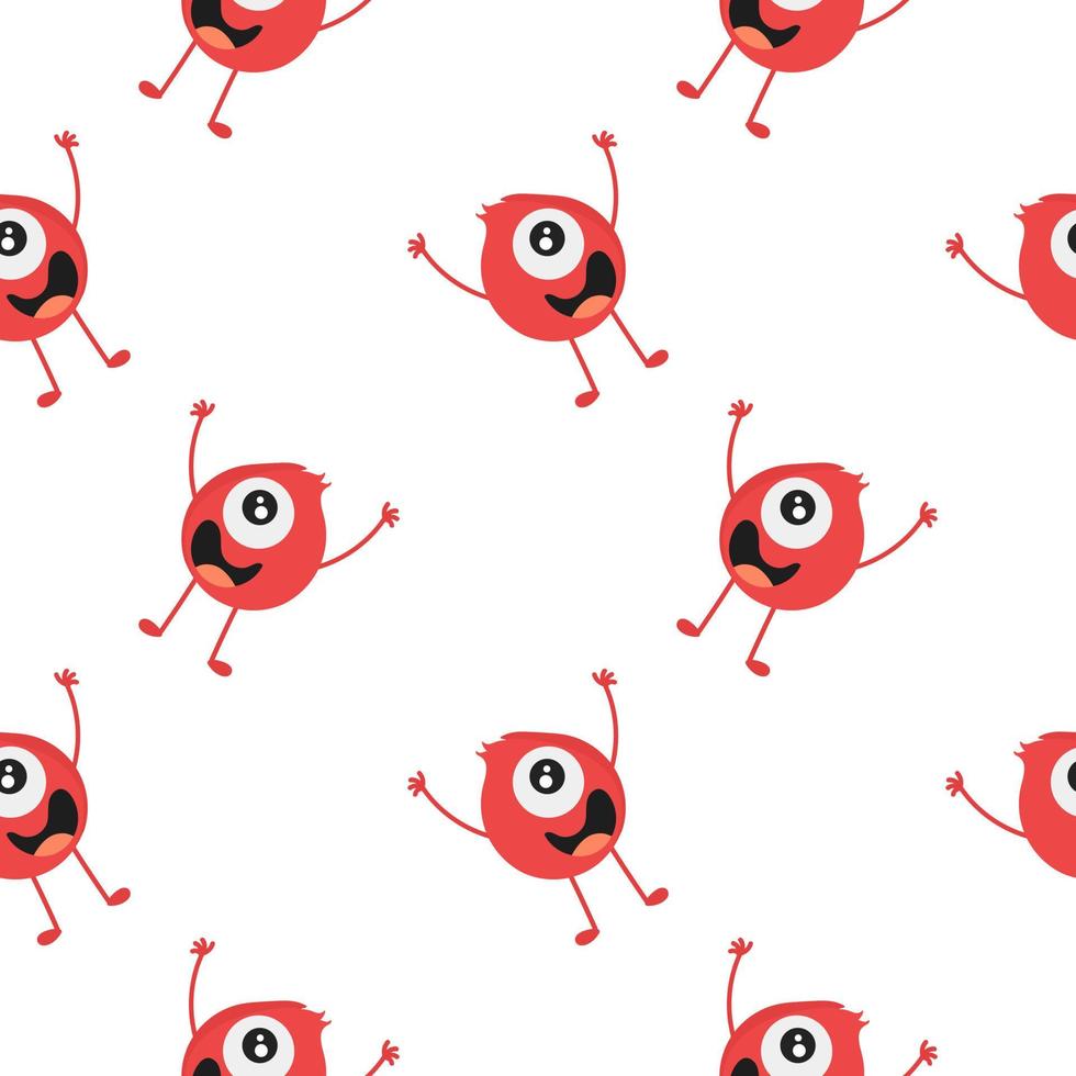 red monster seamless pattern vector
