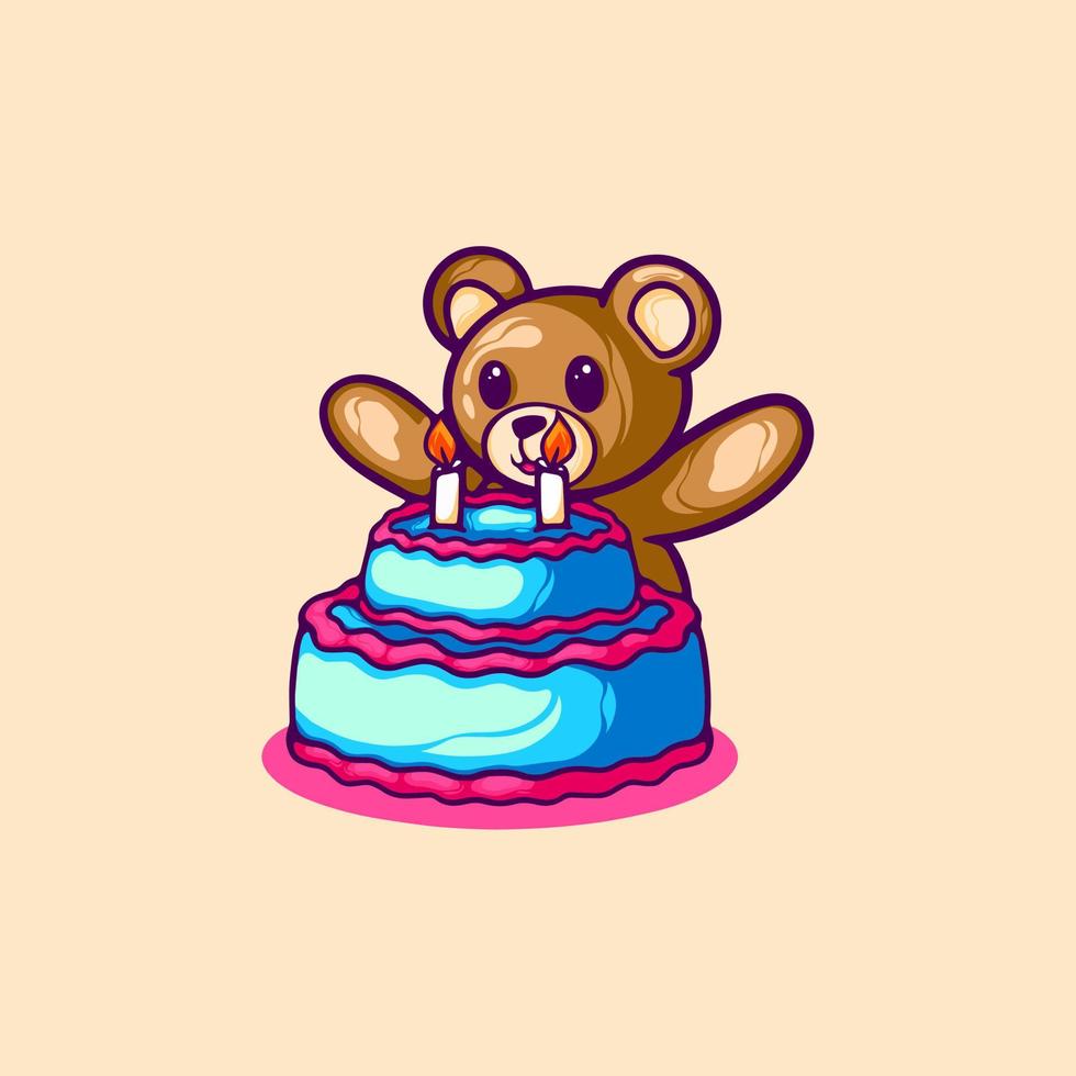 Bear Birthday Cartoon vector
