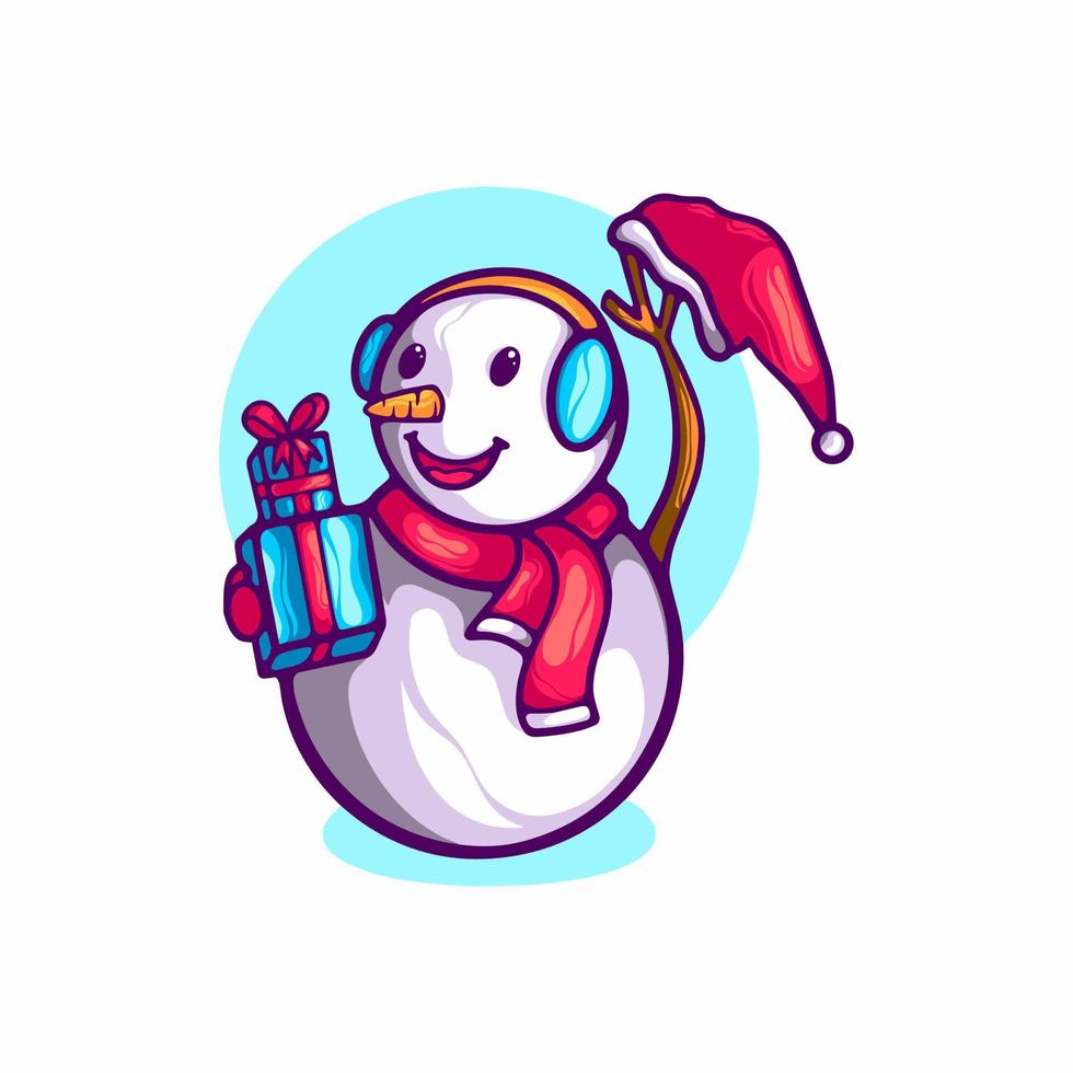 personaje de dibujos animados de muñeco de nieve vector