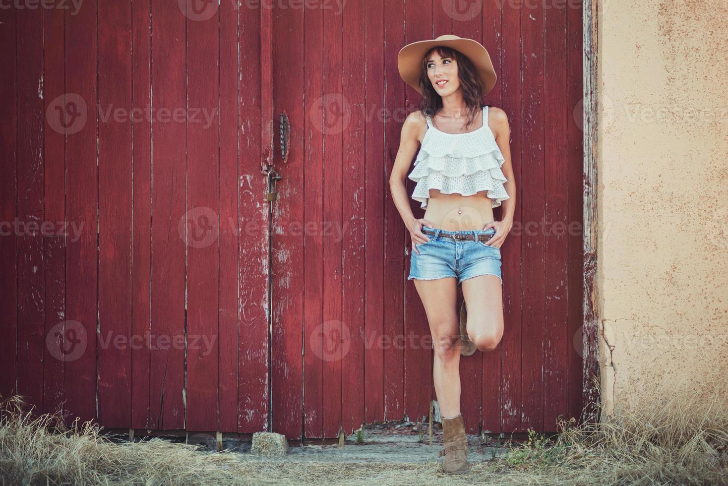 Happy girl with hat photo