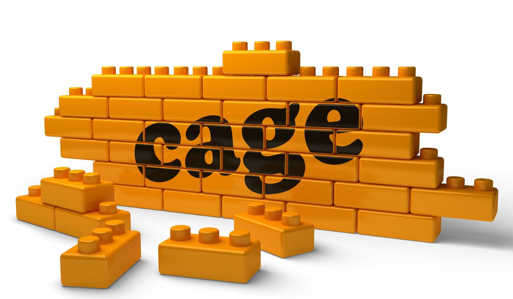 cage word on yellow brick wall photo