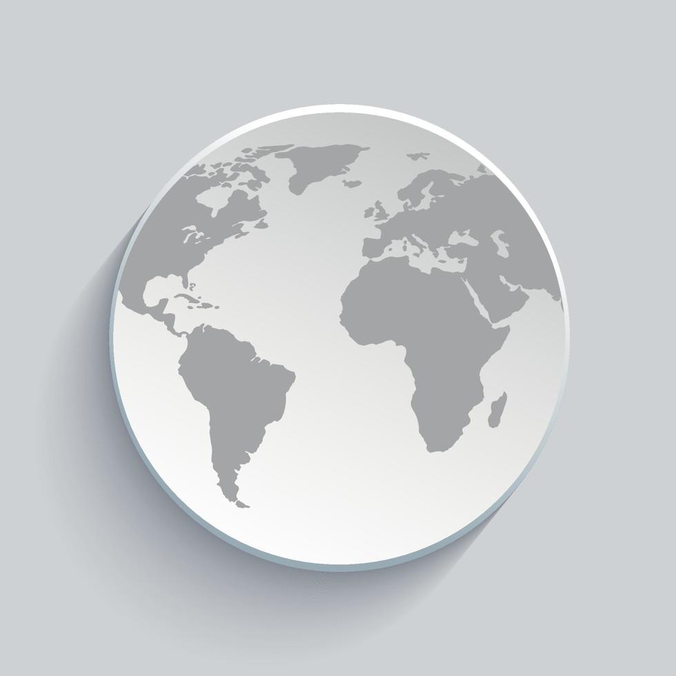 illustration of globe with world map and shadow vector