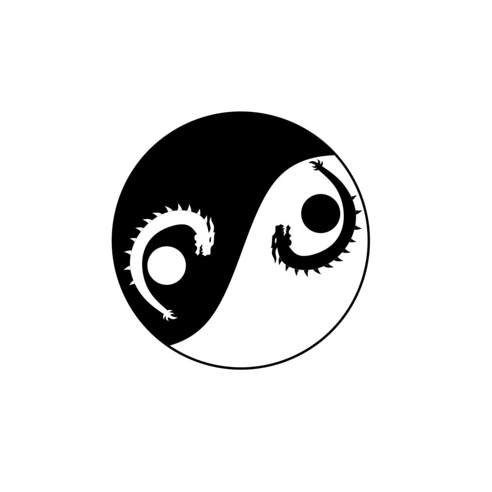 logotipo de plantilla dos dragones yin y yang vector