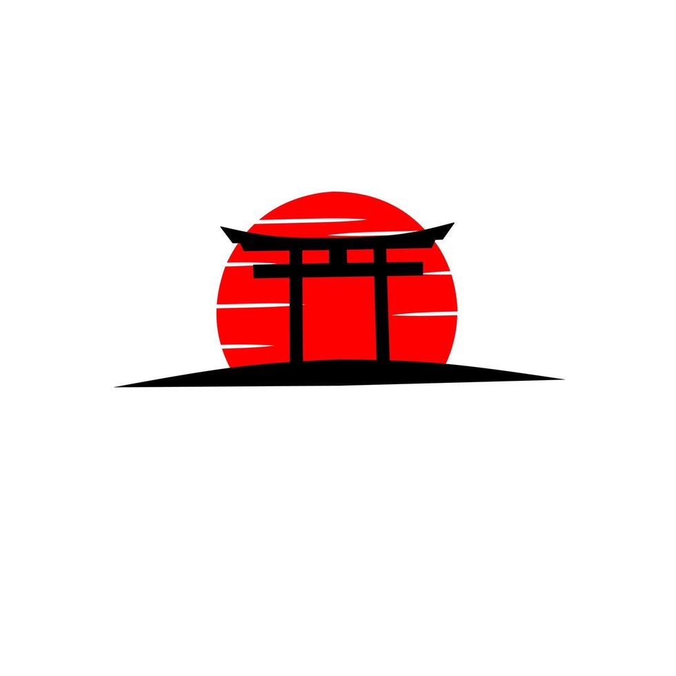 Template logo tori gate Japan vector