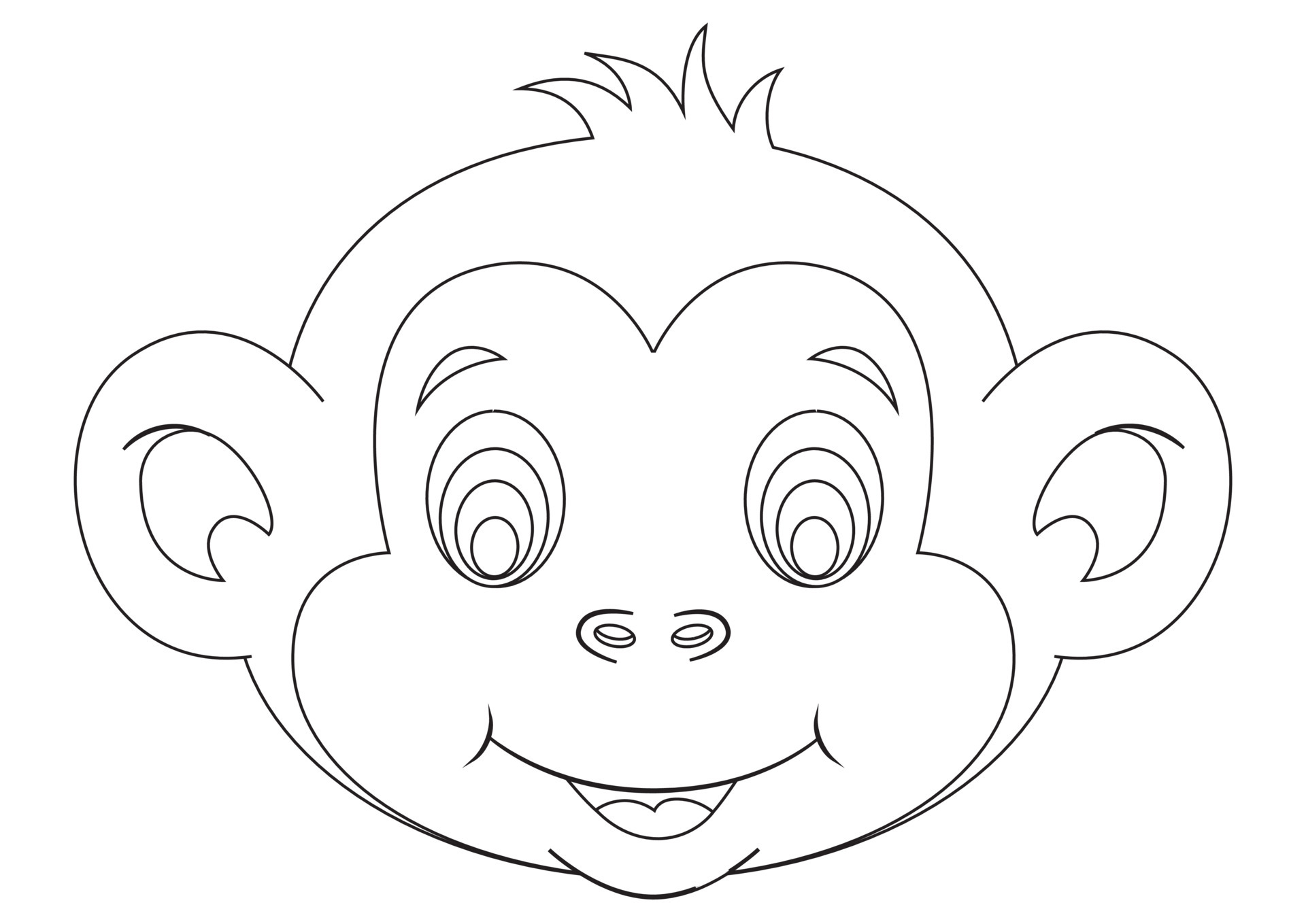Black and White Vector of Cute Monkey Face 6151923 Vector Art at Vecteezy