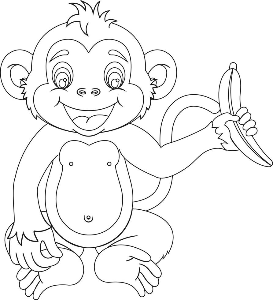 Black and White Monkeys holds a banana vector