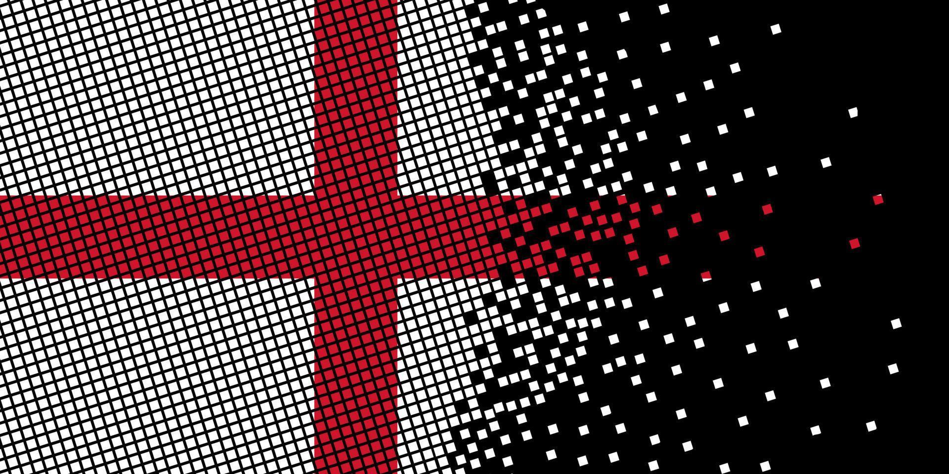 Pixel art with England flag. Pixel Dots grow by concentrating within the flag. The dots inside the UK flag are pixel art representing unity and independence. Flag on black background. vector