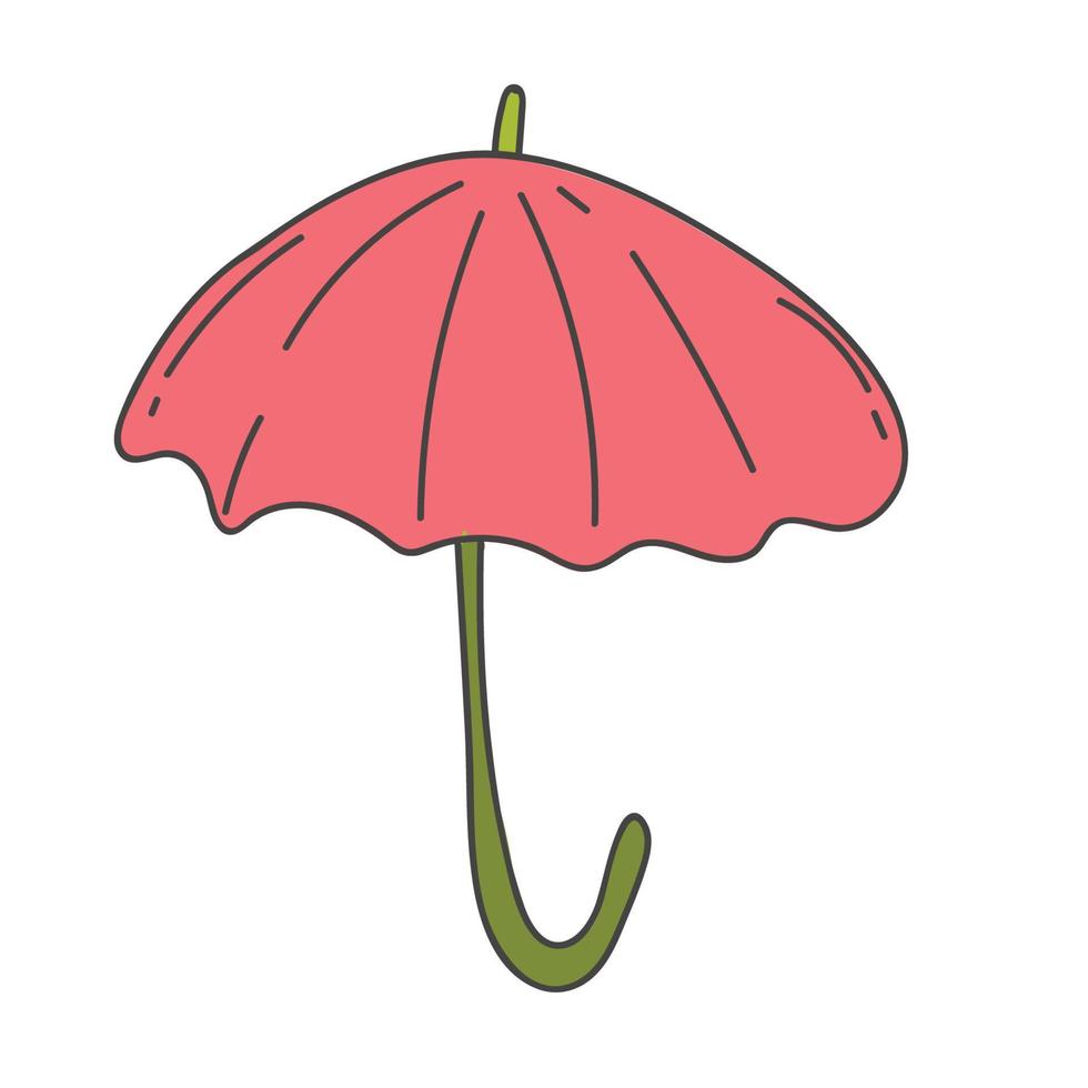 yellow umbrella. Vector icon umbrella rain protection on cartoon style on white isolated background.