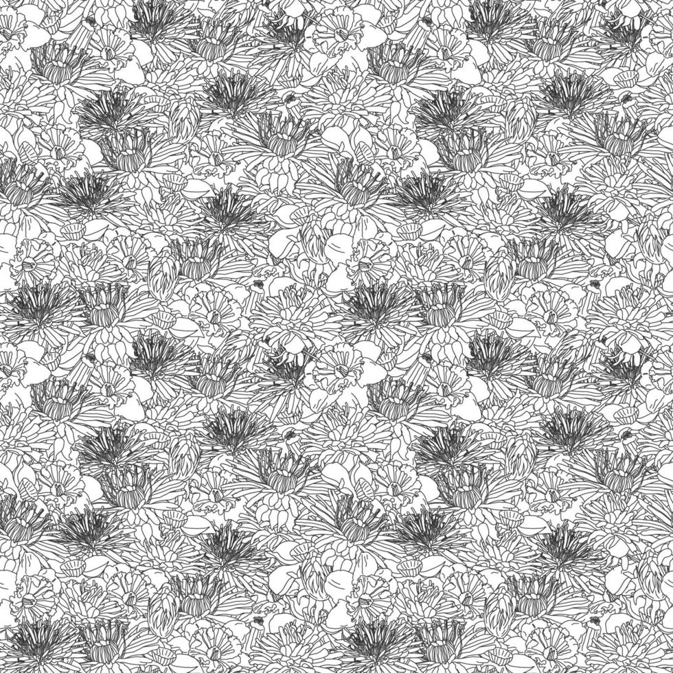 patrón impecable con flores de dalia dibujadas a mano. fondo de patrón floral botánico sin fisuras adecuado para estampados de moda, gráficos, fondos y artesanías vector