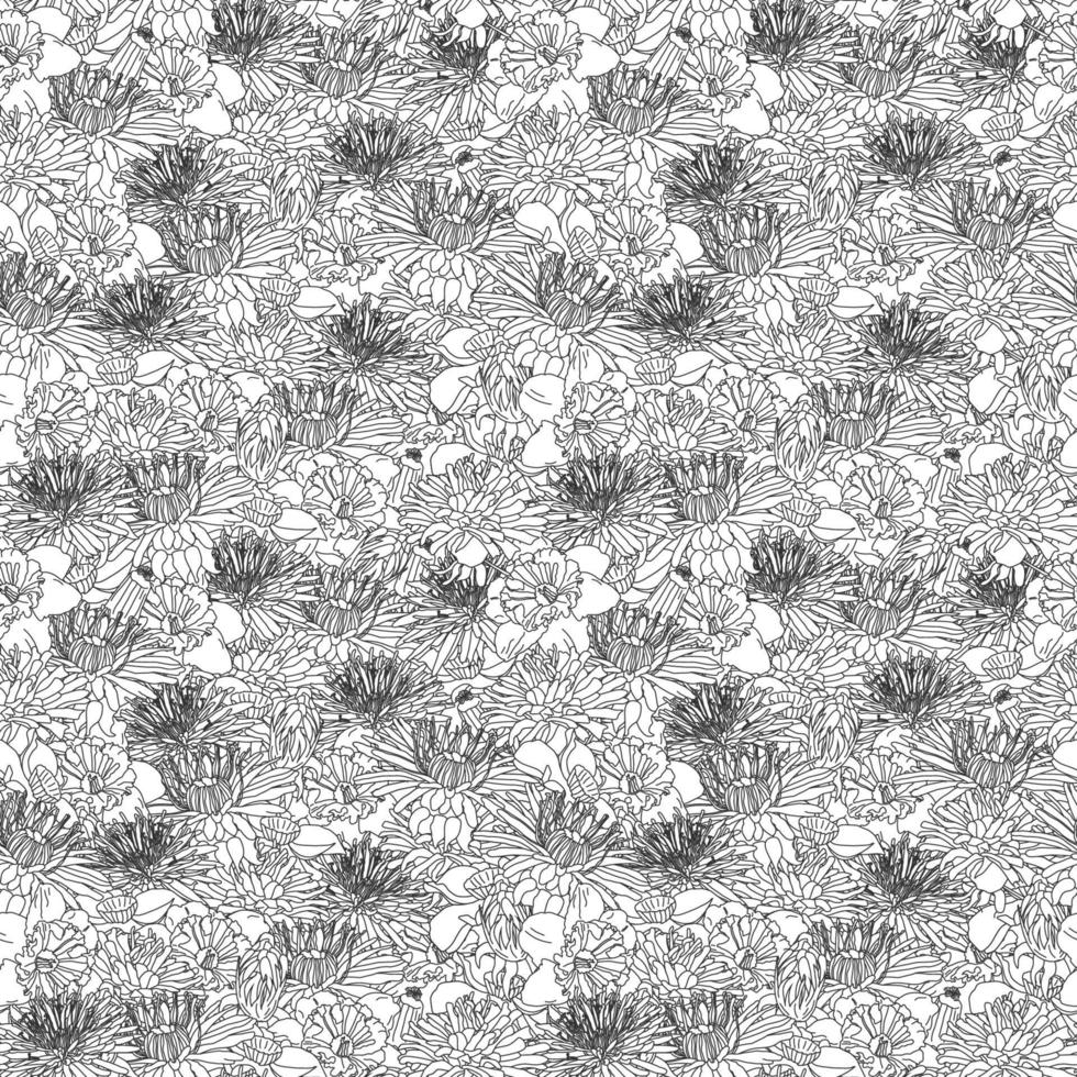 Seamless pattern with hand drawn dahlia flowers. floral botanical seamless pattern background suitable for fashion prints, graphics, backgrounds and crafts vector