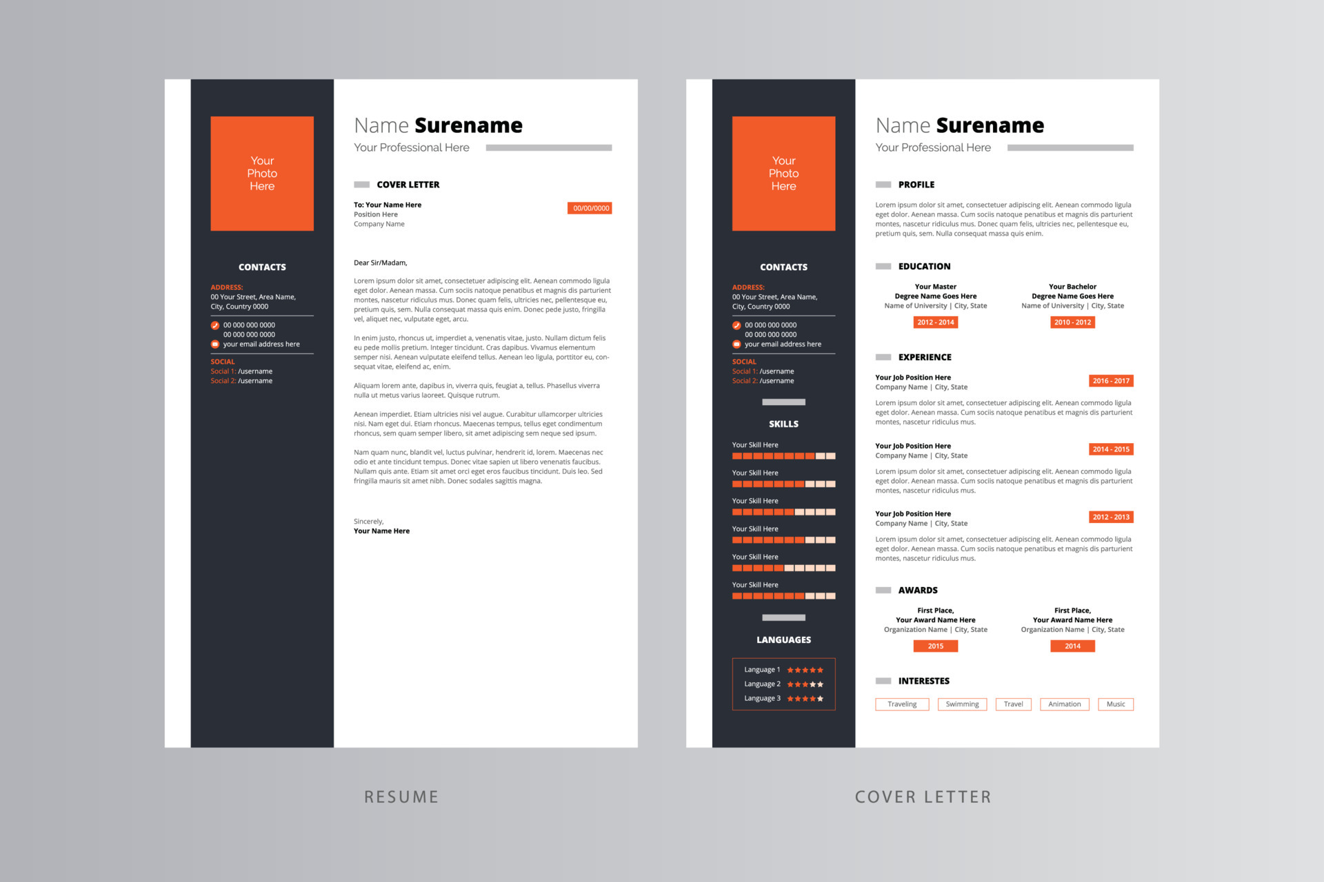 Professional Resume and Cover Letter - Professional Resume And Cover Letter Template Free Free Vector 