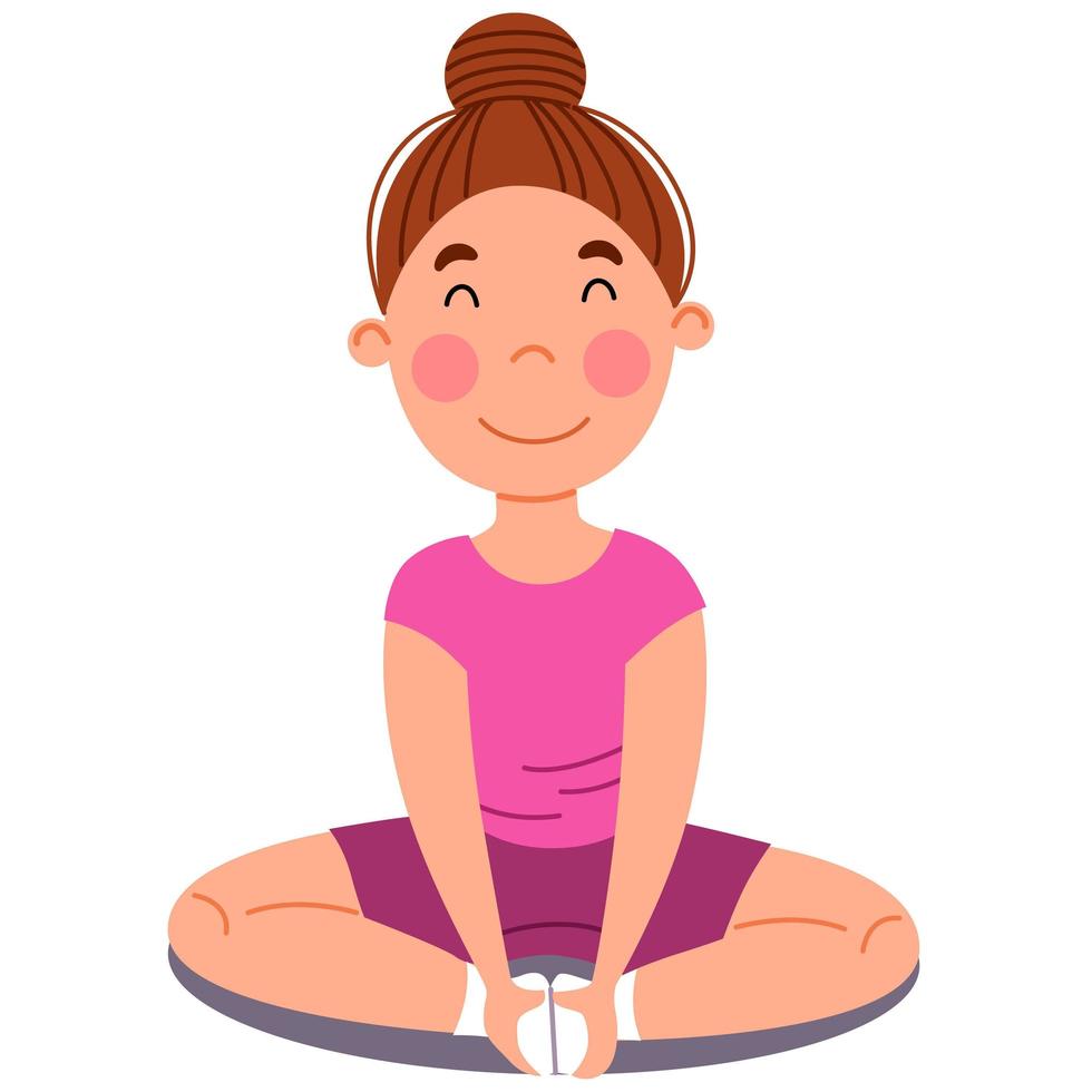 Childrenes sports gymnastics. The girl is sitting in the lotus position. vector